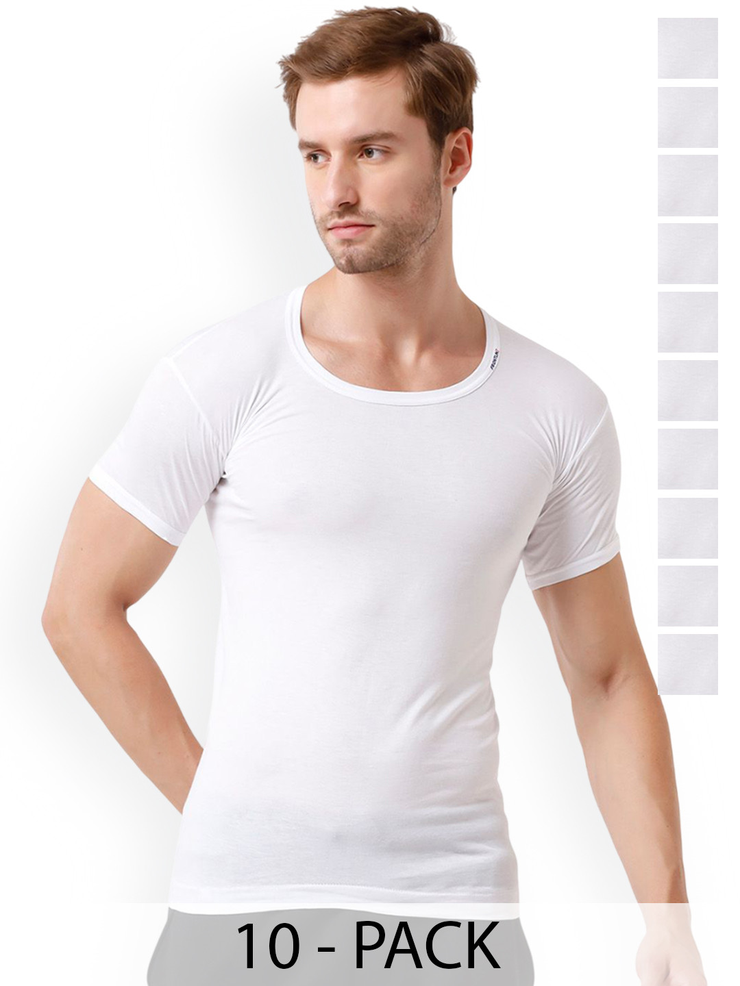 Rupa Frontline Pack Of 10 Half Sleeve Vest Frontline--White-Vest-RNS-10