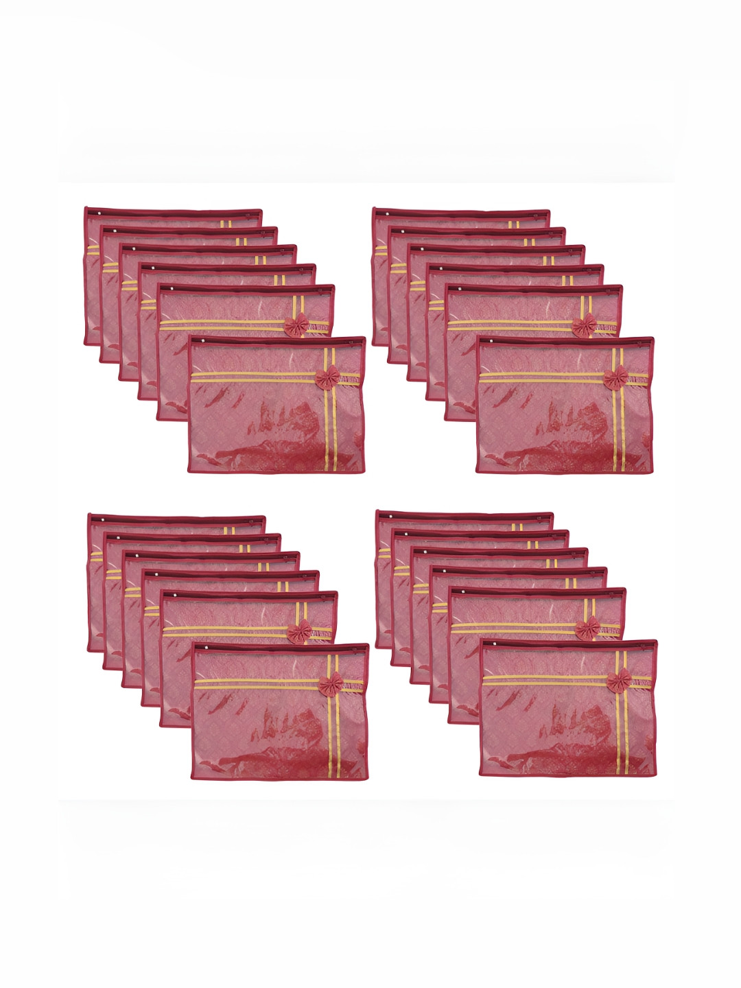 Aura Maroon & Gold Toned 24 Pieces Packing Saree Cover Organisers