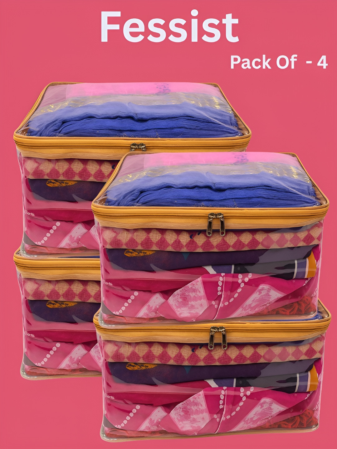 Fessist Ajabh luxeorganize Gold-Toned 4 Pieces Water Resistant Multi-Utility Organisers