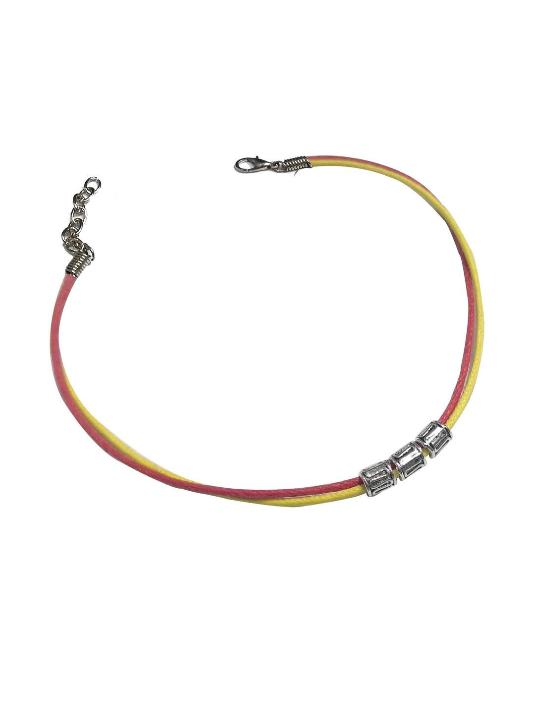 gurjari jewellers Unisex Multi Thread Carving Square Metal Beads Anklet