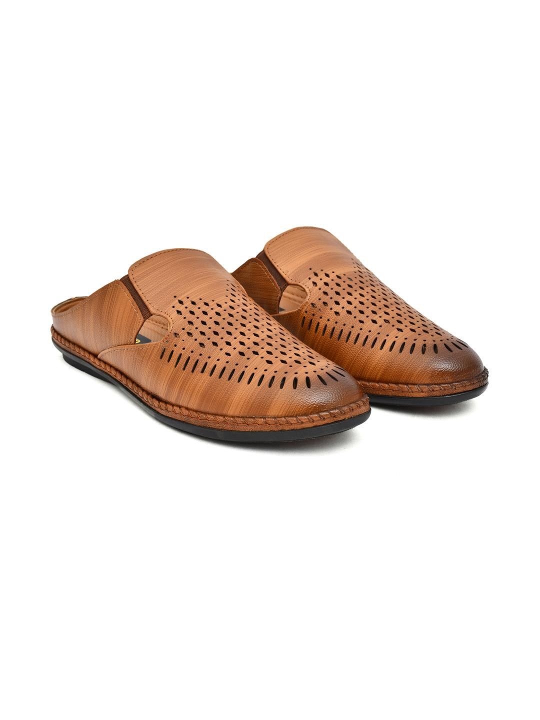 G L Trend Men Tan Casual Slip-on Open Back Mule Loafers