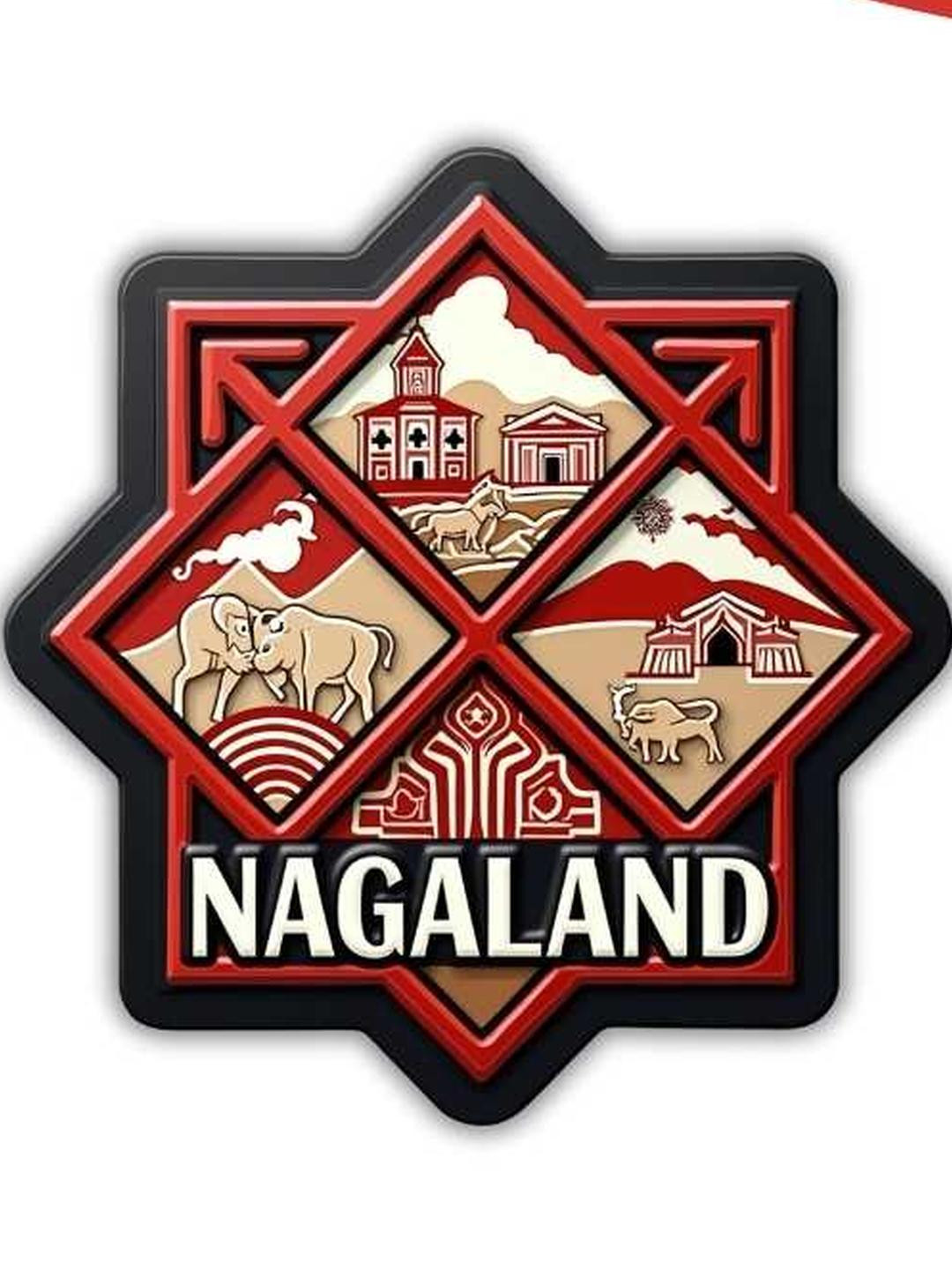 Nagaland State Theme Souvenir Wooden Refrigerator Stylish Fridge Magnet