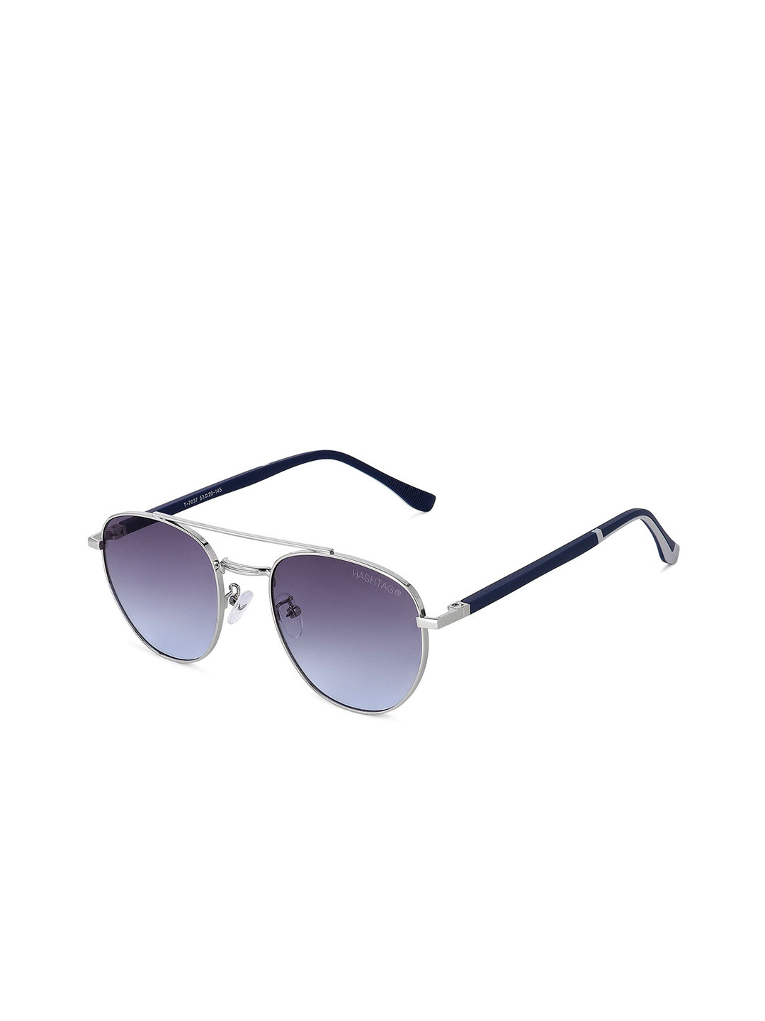 HASHTAG EYEWEAR Unisex Aviator Sunglasses with UV Protected Lens WB-T170372-SIL-BLU