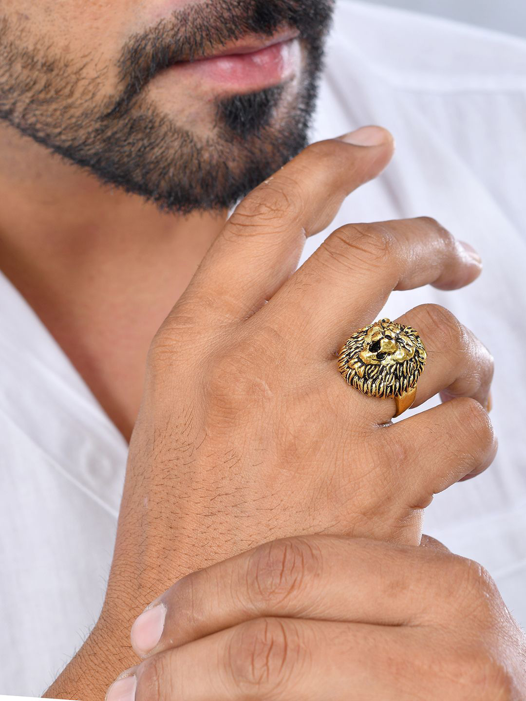 Voylla Gold-Plated Statement Roar Finger Ring