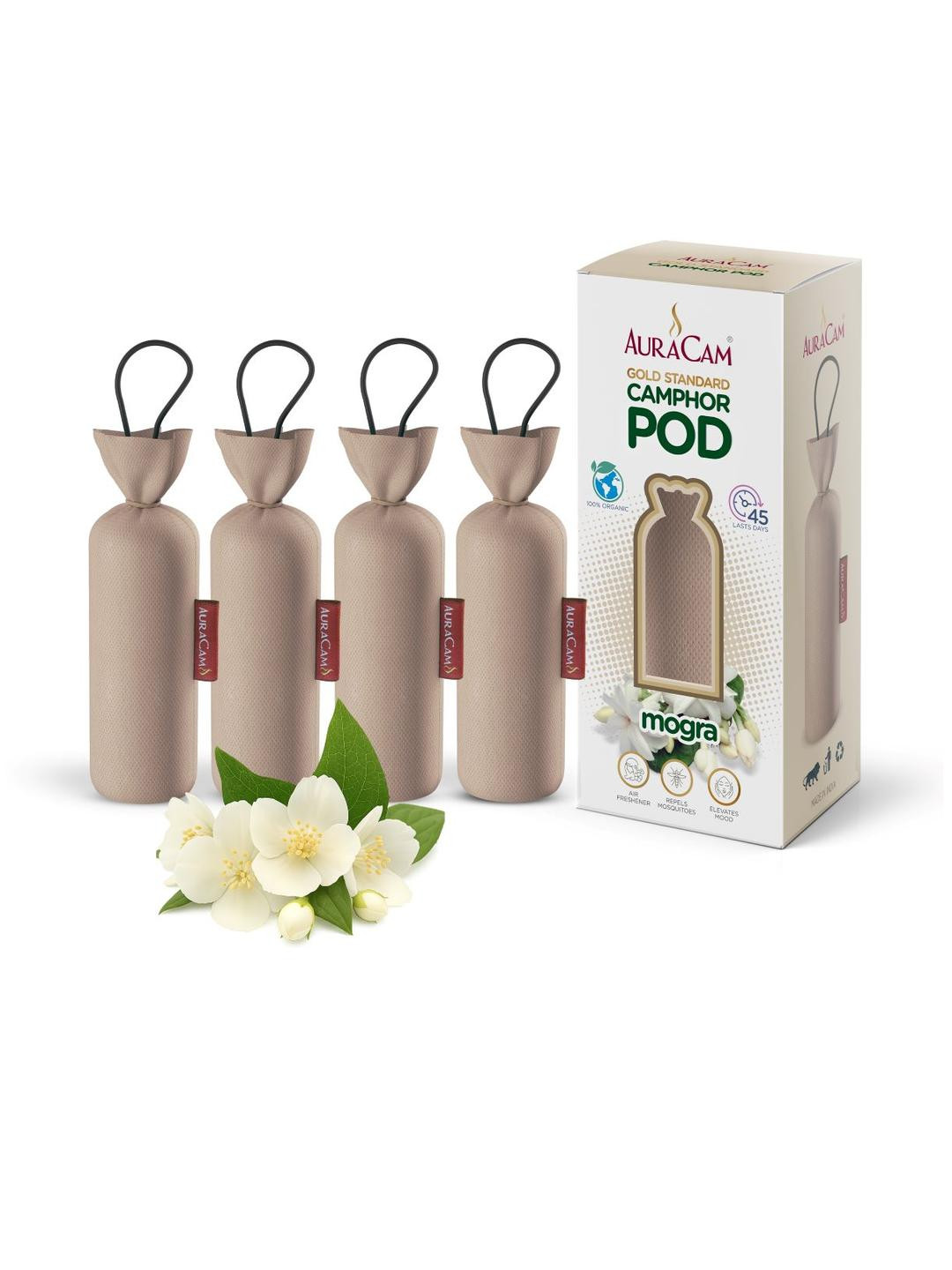 AuraCam Set of 4 Camphor Pod Mogra Pod Air freshener
