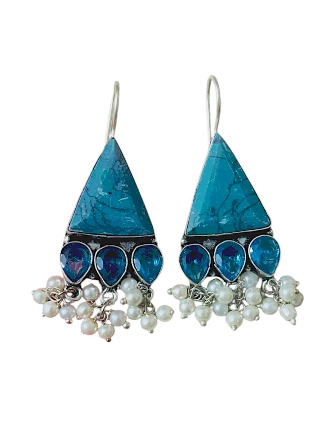 D Glamm Fashion-SPARKLING STYLE Women Triangular Drop Earrings