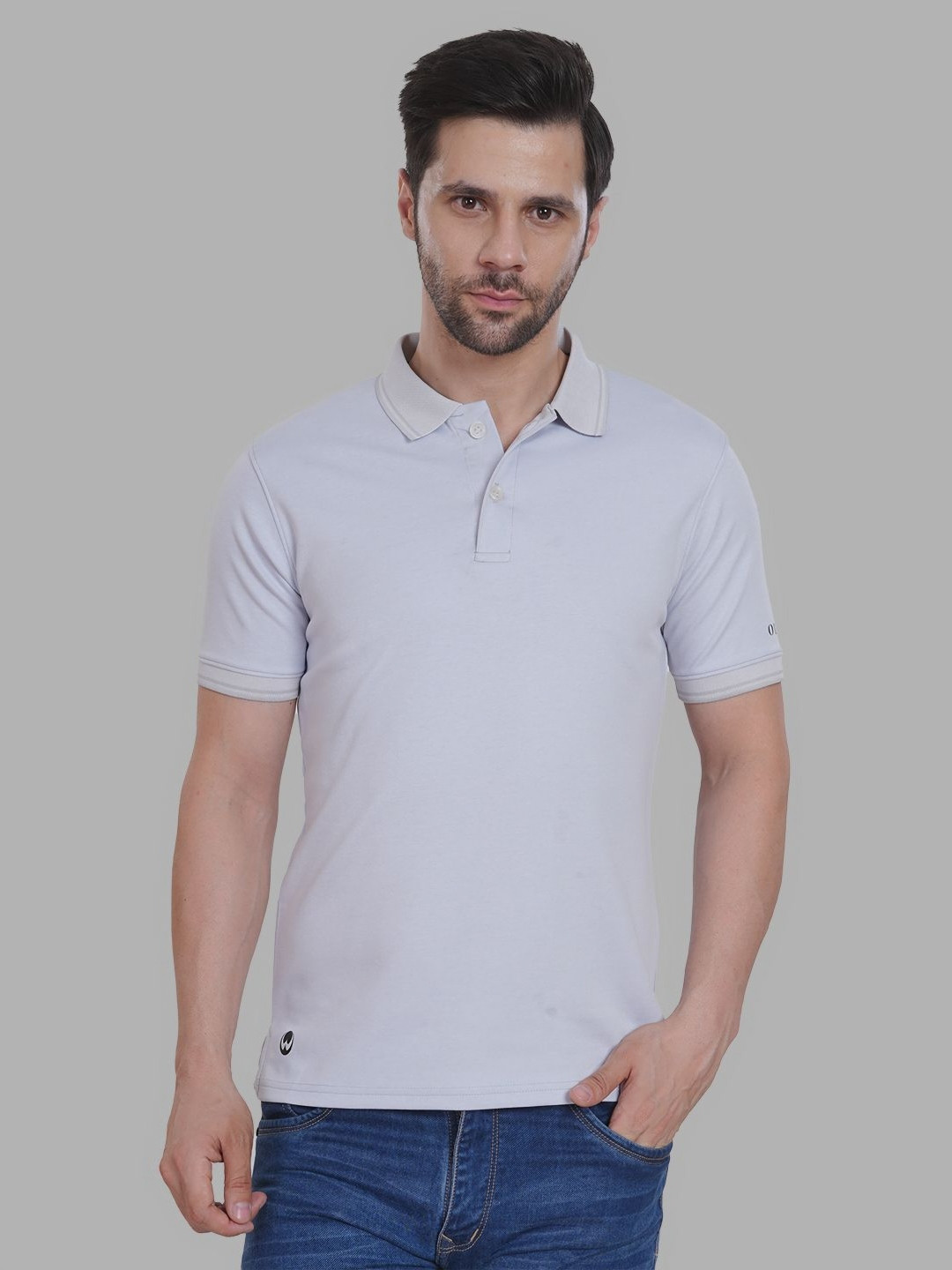 OLWEN Men High Neck Extended Sleeves Organic Cotton 3D Fit Pockets T-shirt