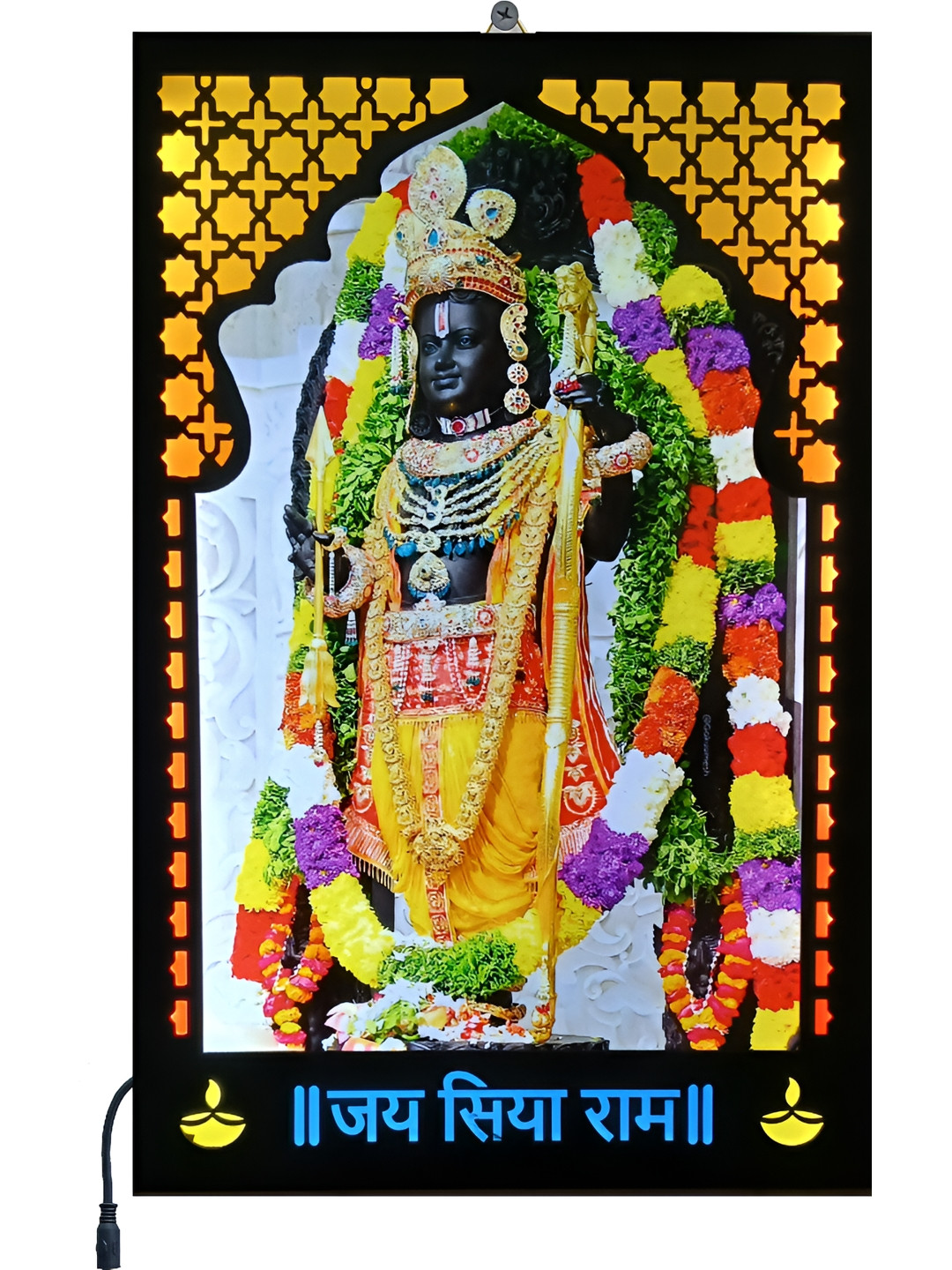 SHRI KHATU SHYAM CREATION Black & Yellow Lord Rama Printed Wall Photo Frame