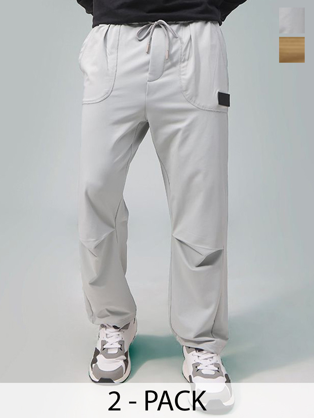 MADSTO Pack Of 2 Straight Fit Sports Cargos Trousers