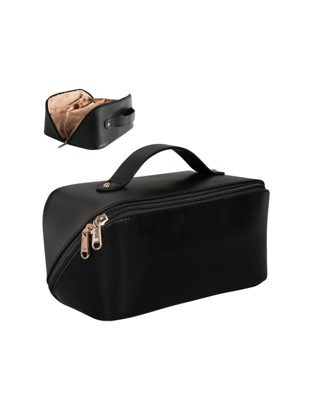 SWISS HORN Leather Large Capacity Waterproof Makeup Pouch