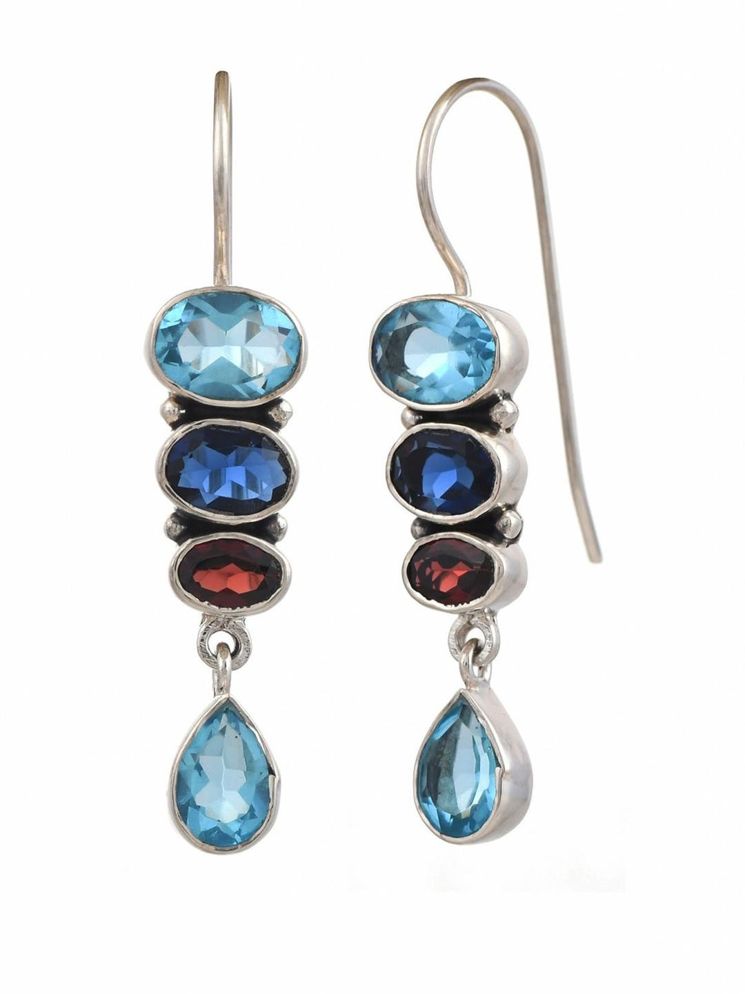Silver Planets Silver Drop Earrings
