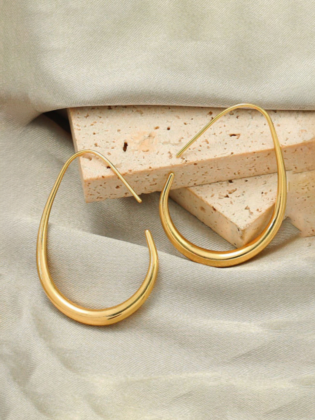 StyleCast Gold-Plated Oval Shape Classic Hoop Earring