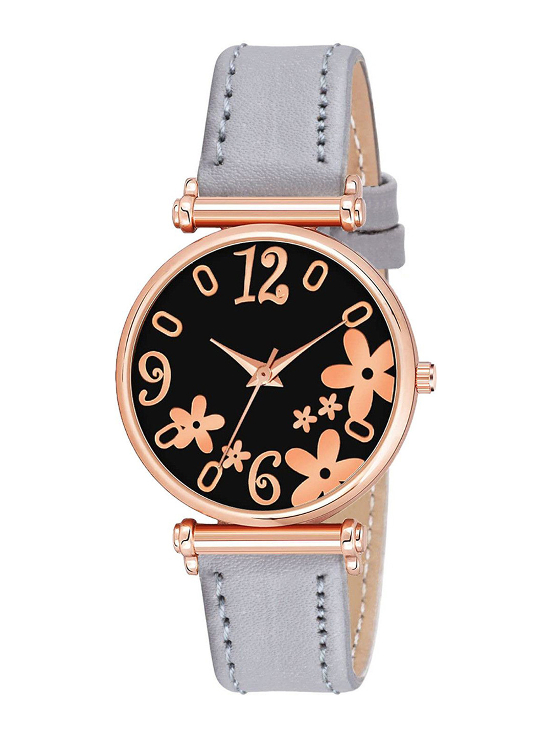 CSAMON Women Printed Dial & Regular Straps Analogue Watch C34RG R3BLK GERY Leather