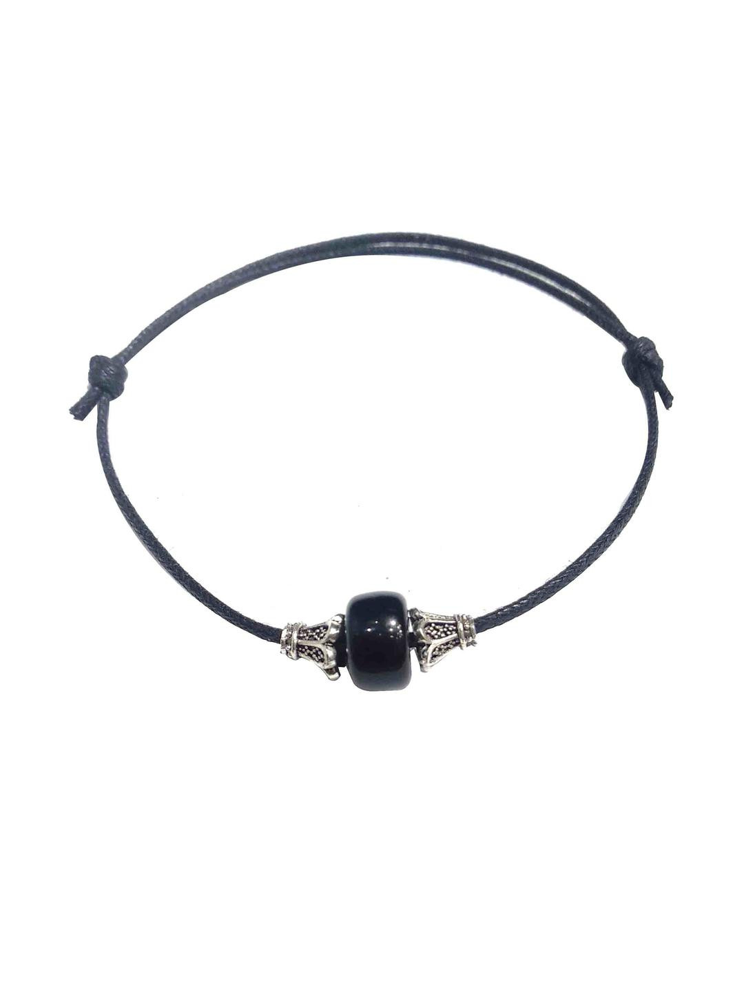 Gurjari Jewellers Adjustable Black Thread Anklet with Beads