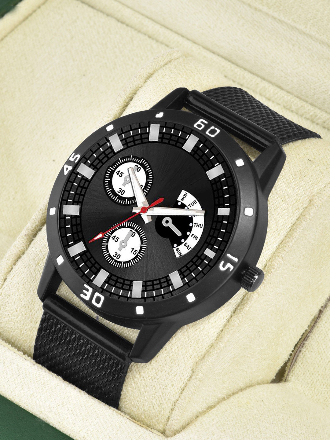 Gopal Shopcart Unisex Embellished Dial & Wrap Around Straps Watch Black Aeviyo Safar belts