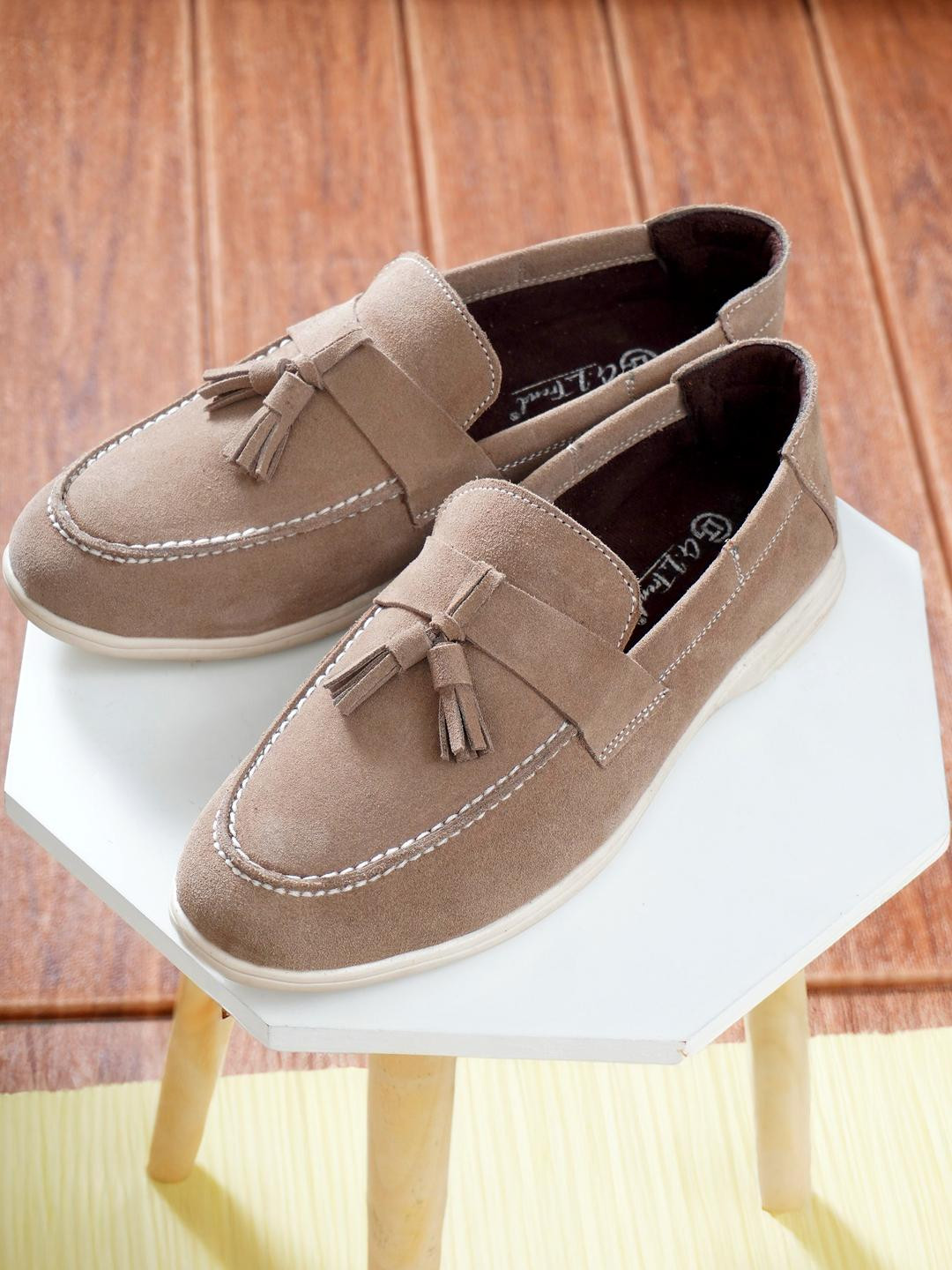 G L Trend Men Woven Design Suede Loafers