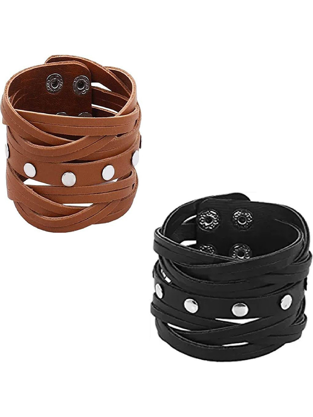 RV Jewels Unisex 2 Leather Multistrand Bracelet