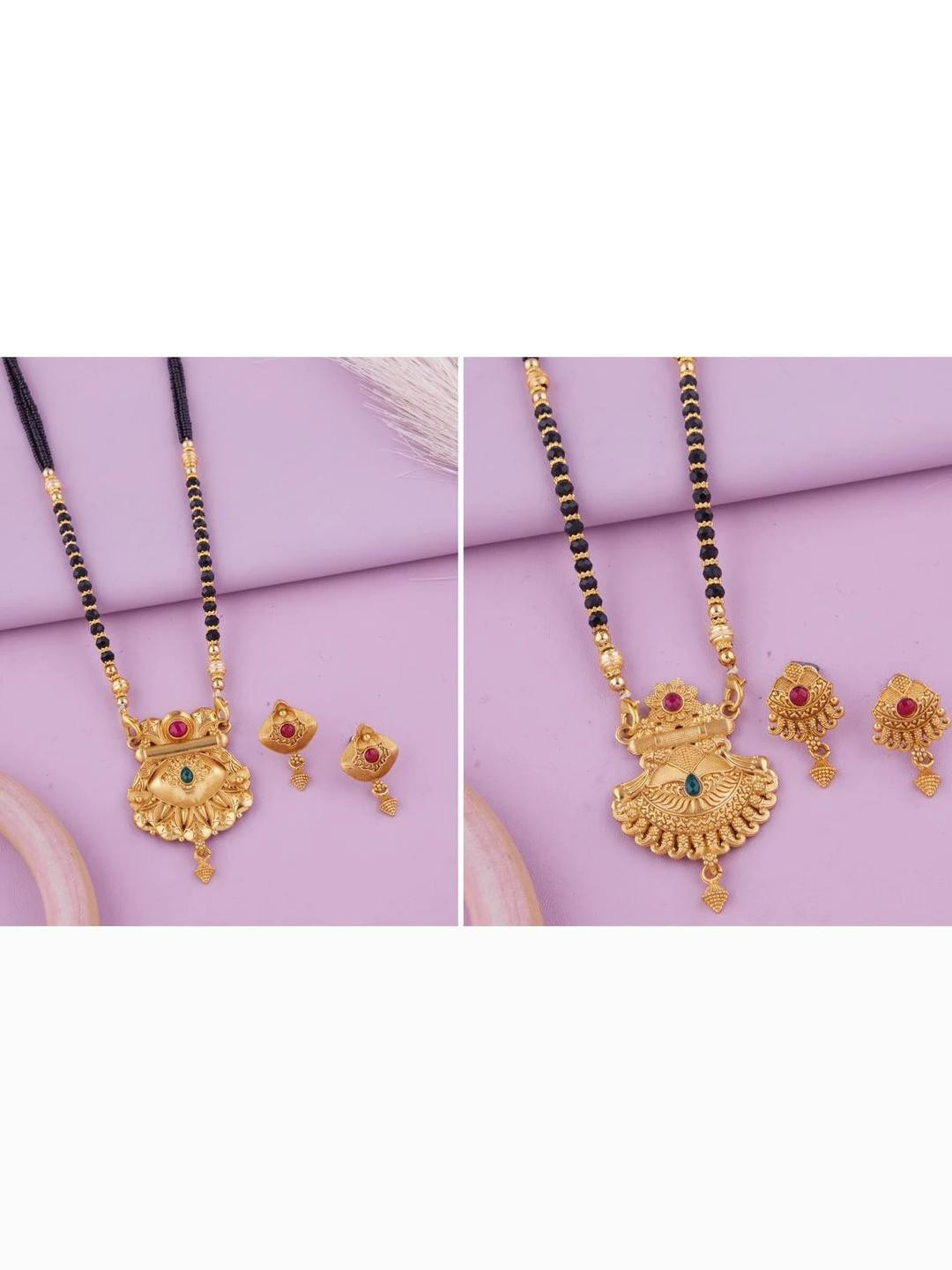 Bhanu diamPack of 2 Women Gold plated Mangalsutra & Earring Set