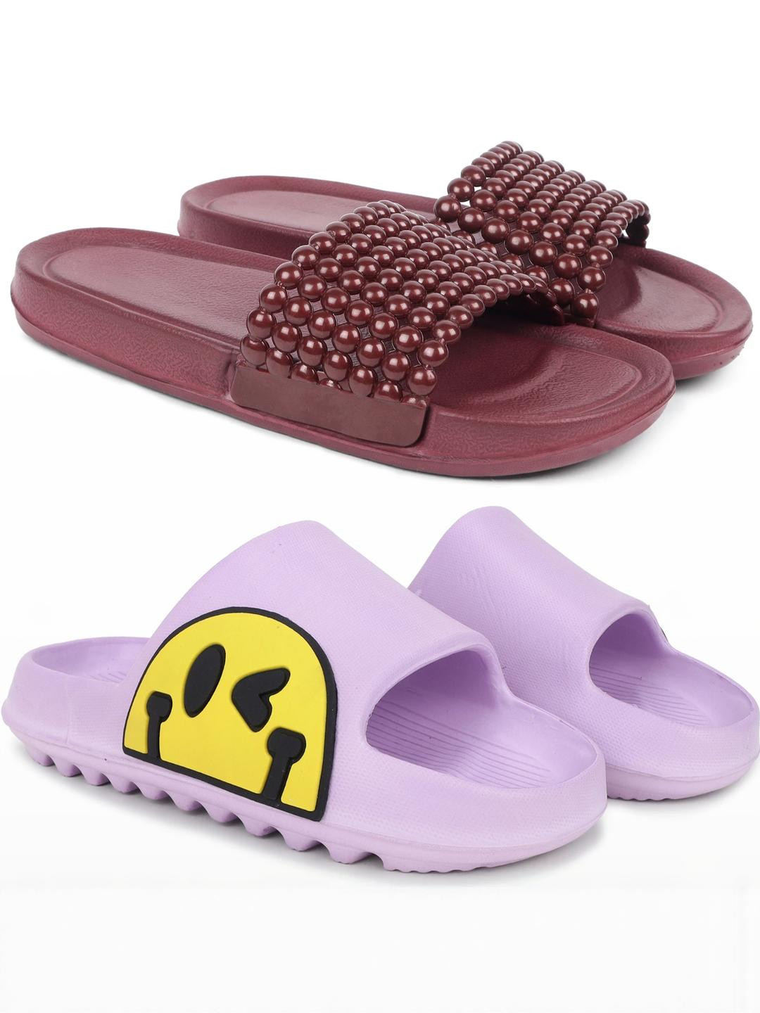 Pampy Angel Women Set Of 2 Embellished Slip-On Flip Flops