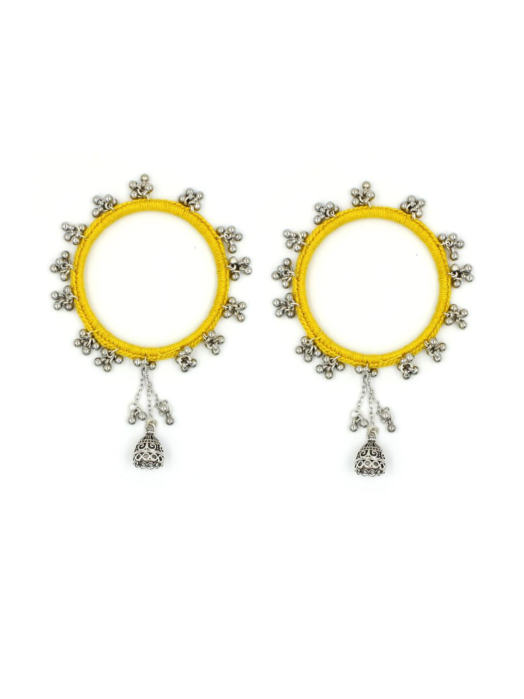 gurjari jewellers Women Oxidised Light Green Bangles With Silver Gungru and Jumkhi Charm