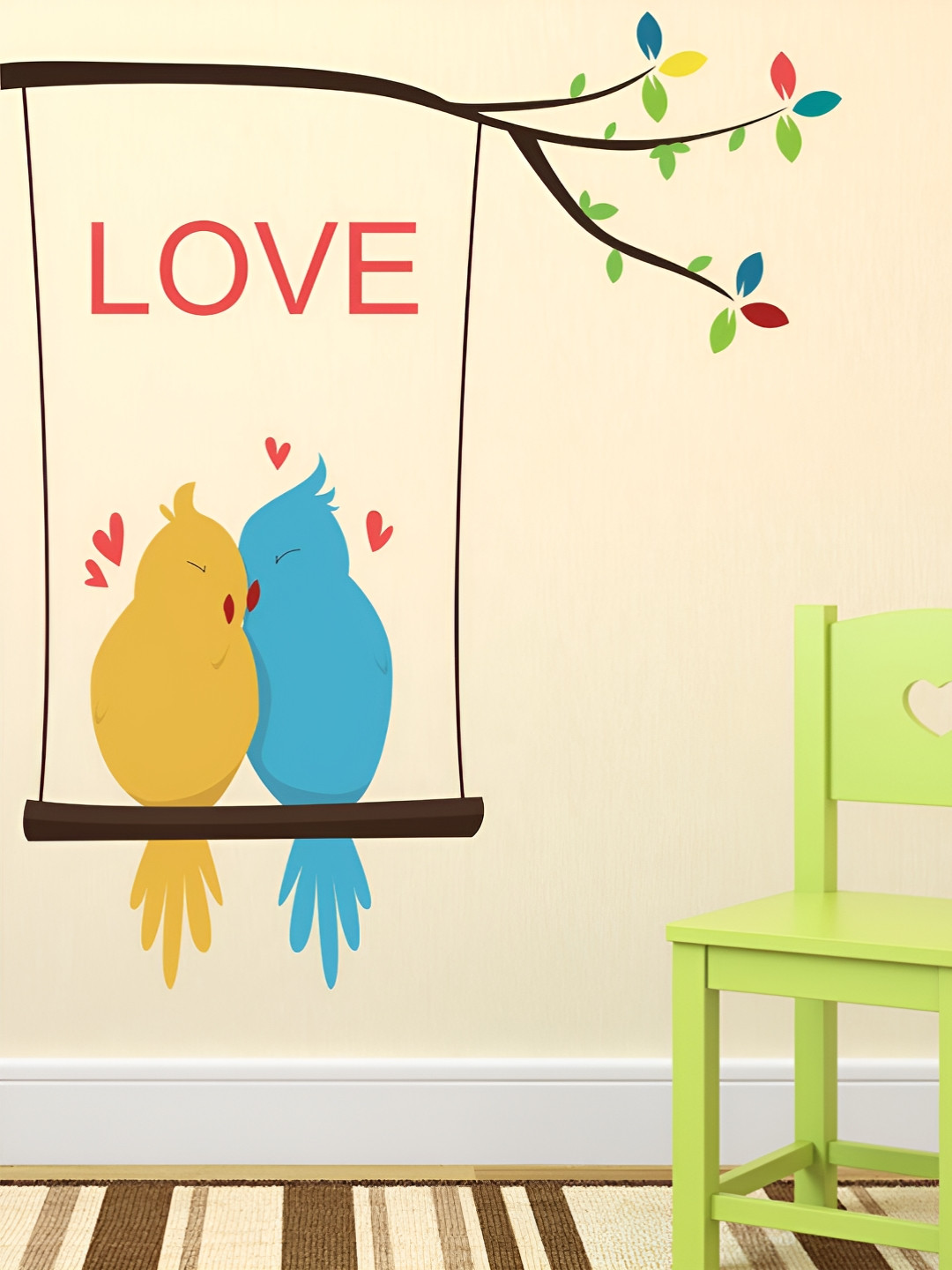 LANSTICK Yellow & Blue Printed Matte-Finished Splash-Proof Eco-Friendly Wallpaper