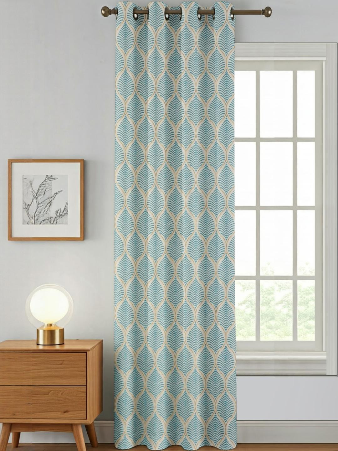 AADI TRADERS Blue & White 1 Piece Of Printed Window Curtain