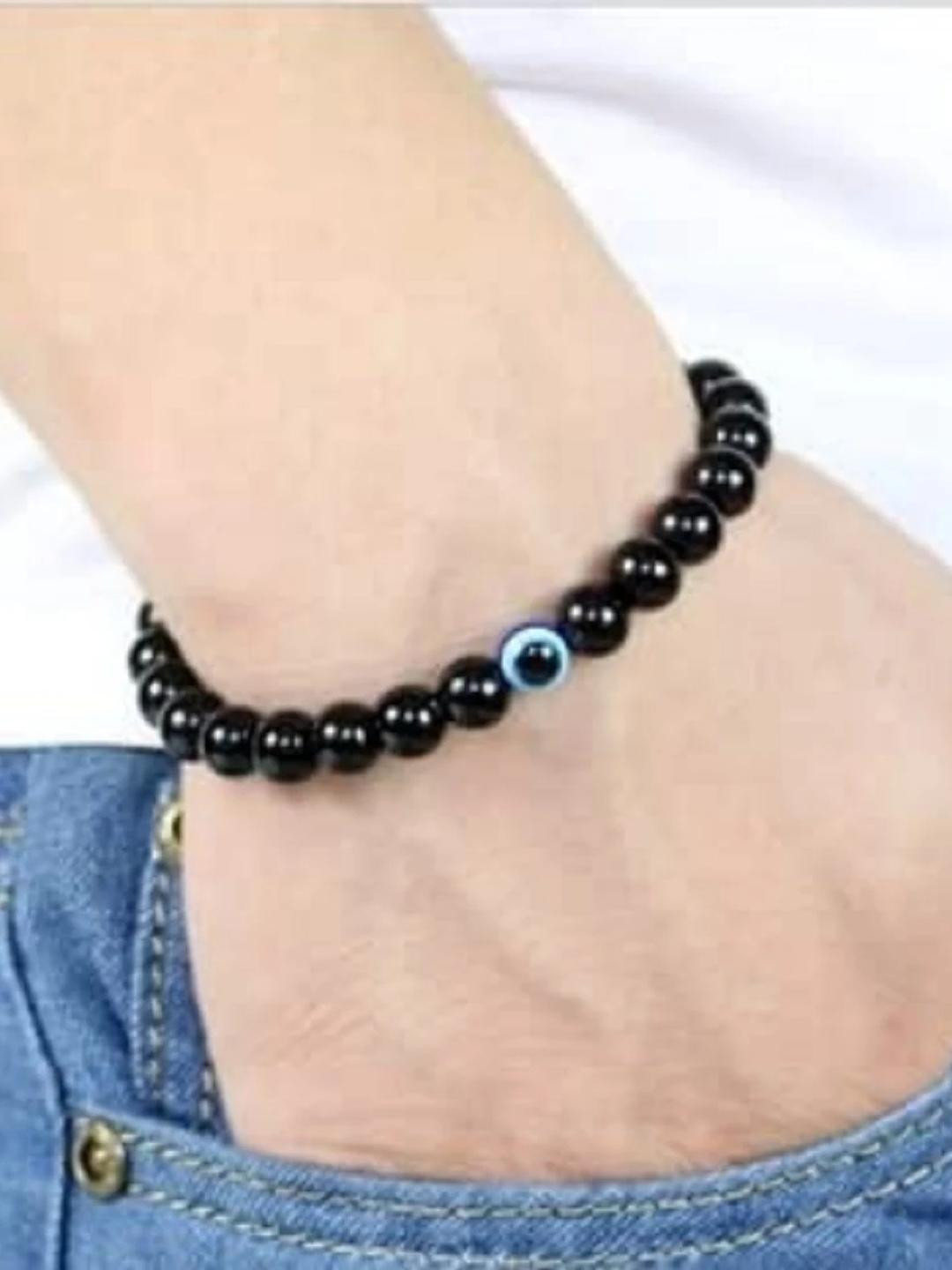 Rodya 2 Pieces Black Artificial Bead Bracelet