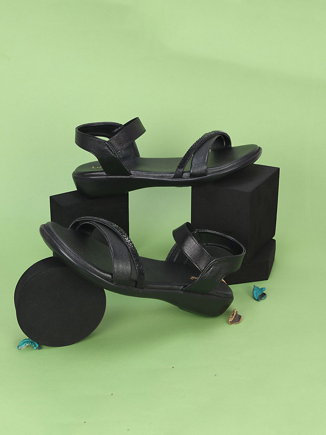 Luvfeet Women Peep Toe Comfortable Casual Flat Sandals