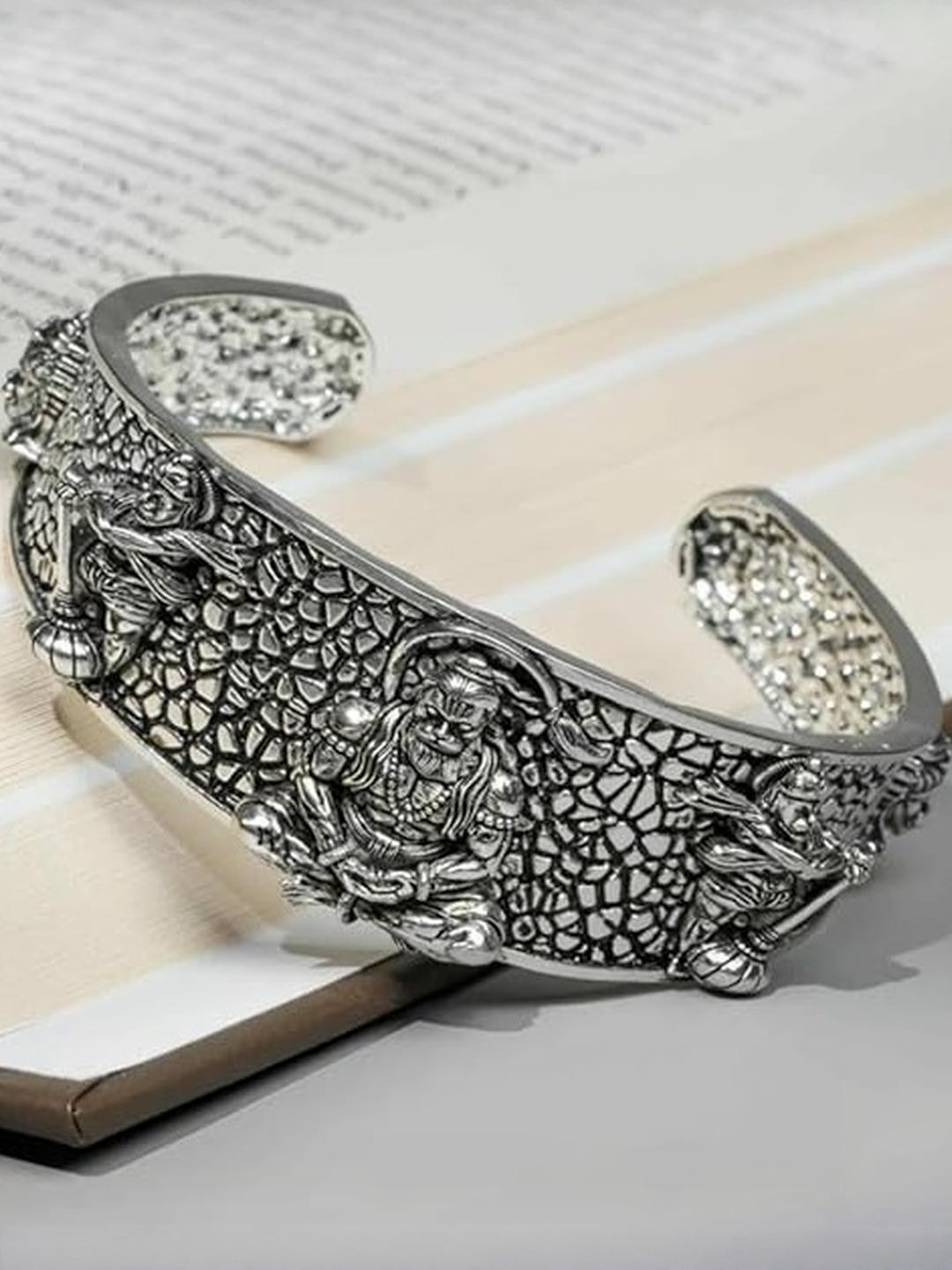 Uniqon 5 Mukhi Hanuman Ji Face Wrist Hand Half Kada Bracelet