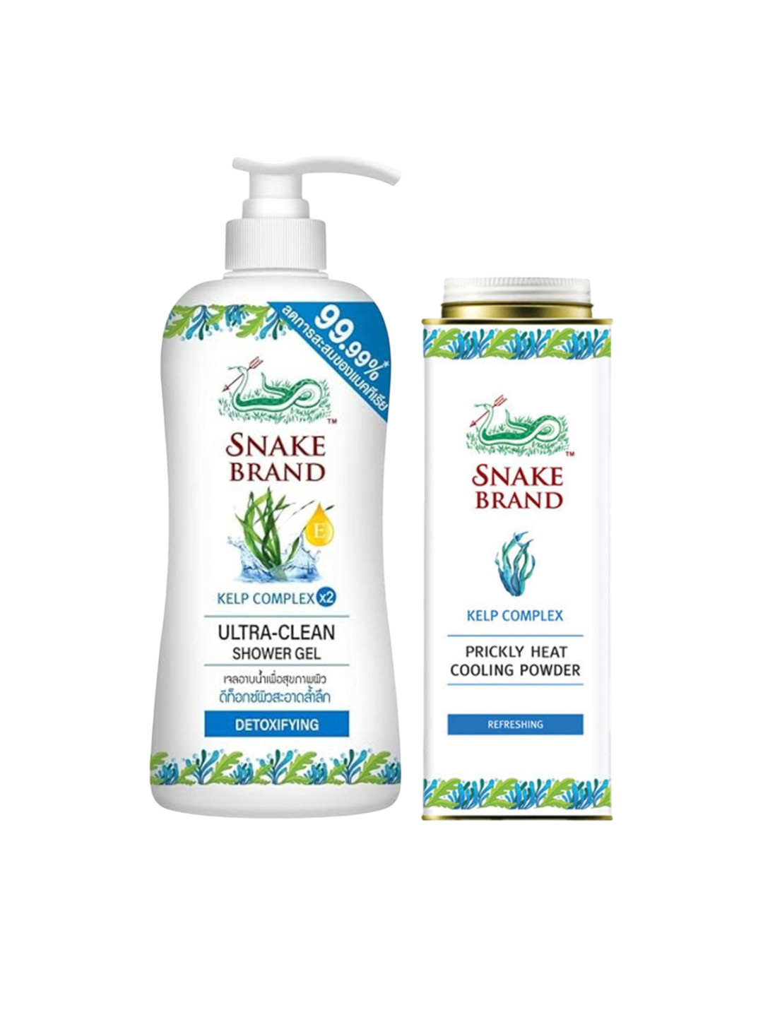 SNAKE BRAND Set Of 2 Kelp Complex Cooling Powder-280 g With Shower Gel-450 ml