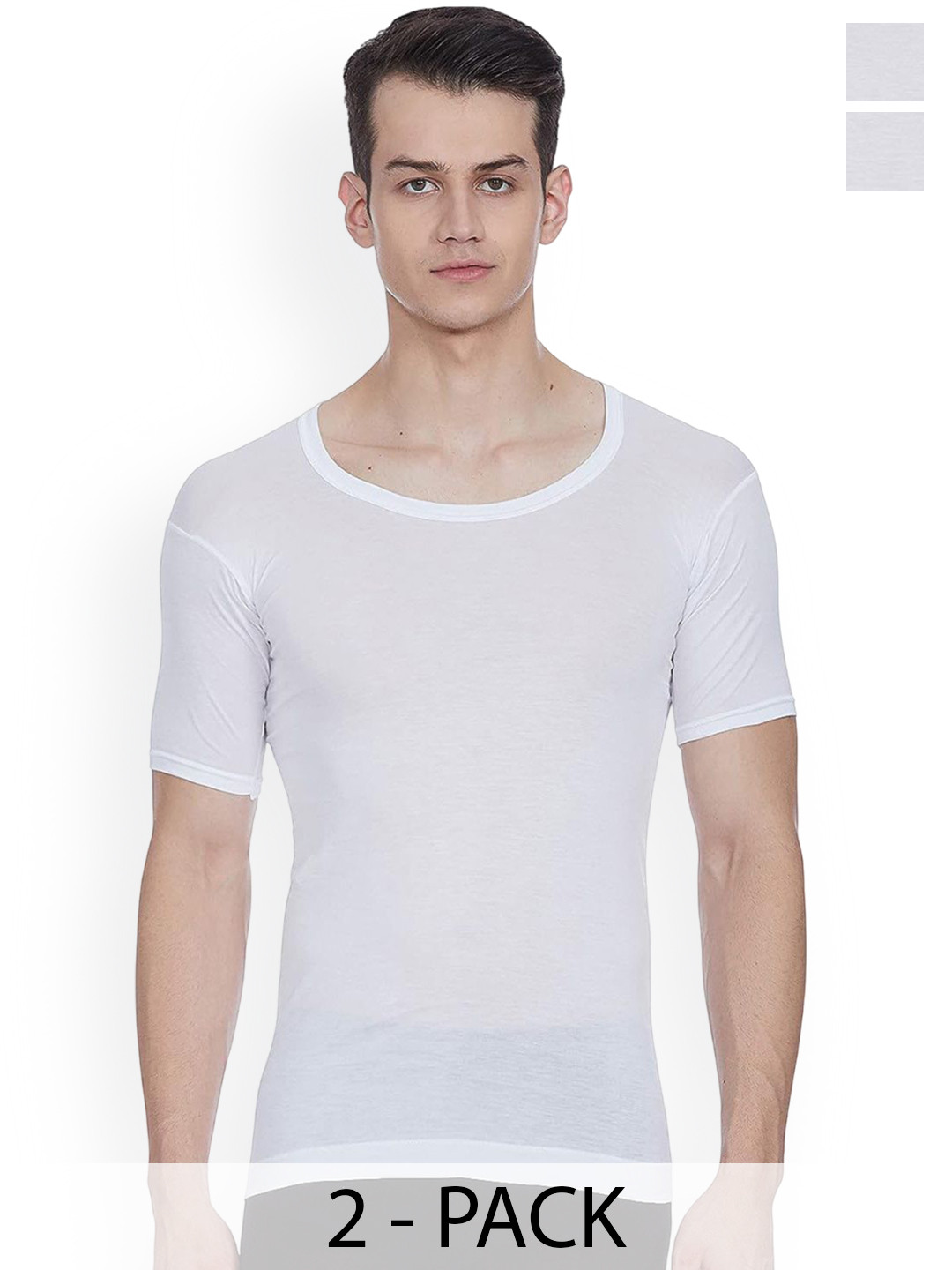 Rupa Frontline Pack Of 2 Round Neck Pure Cotton Vest Frontline--Air-White-RNS-2