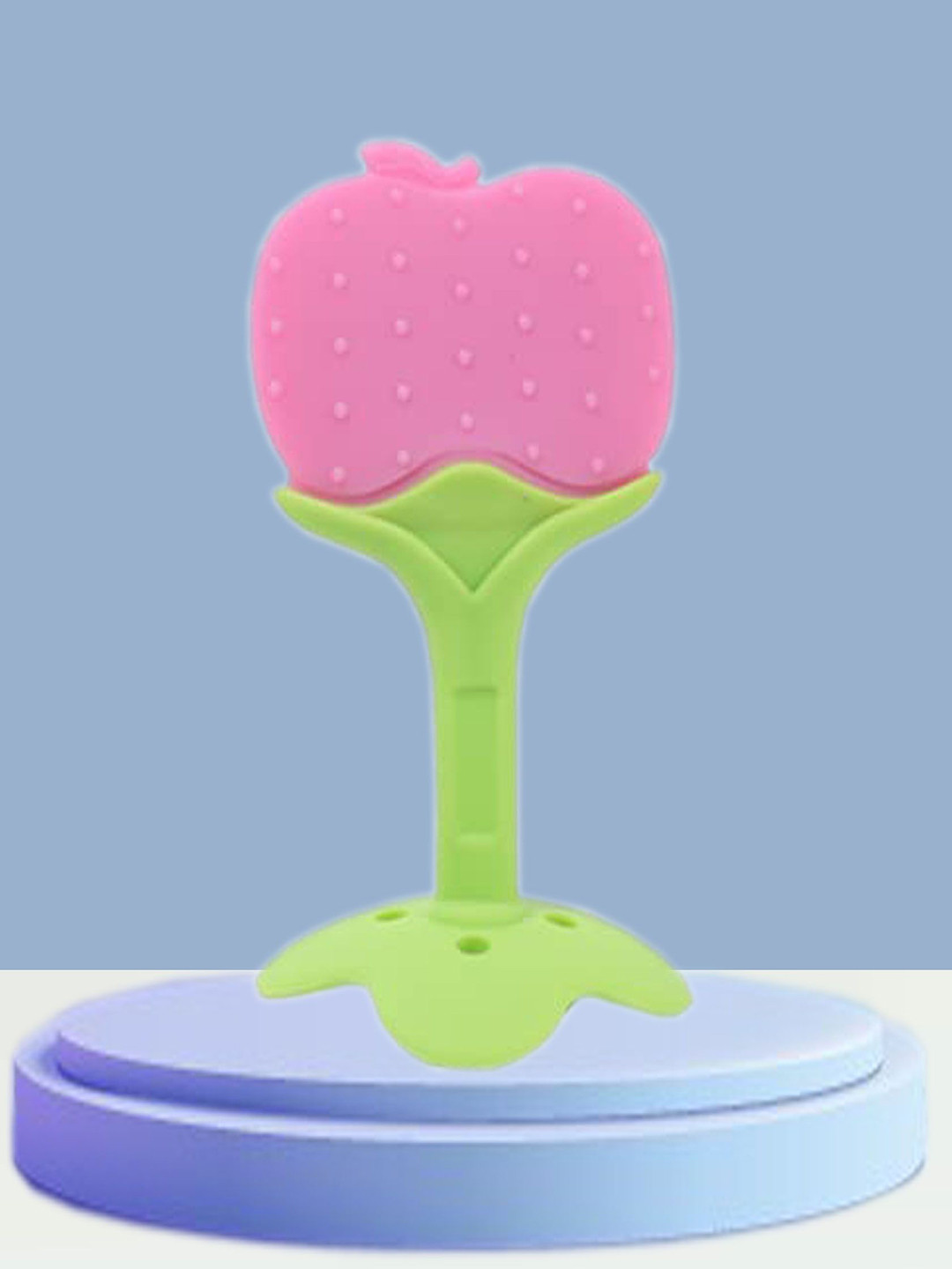 Joy Buzz Apple Shape Silicone Fruit Teether - Pink
