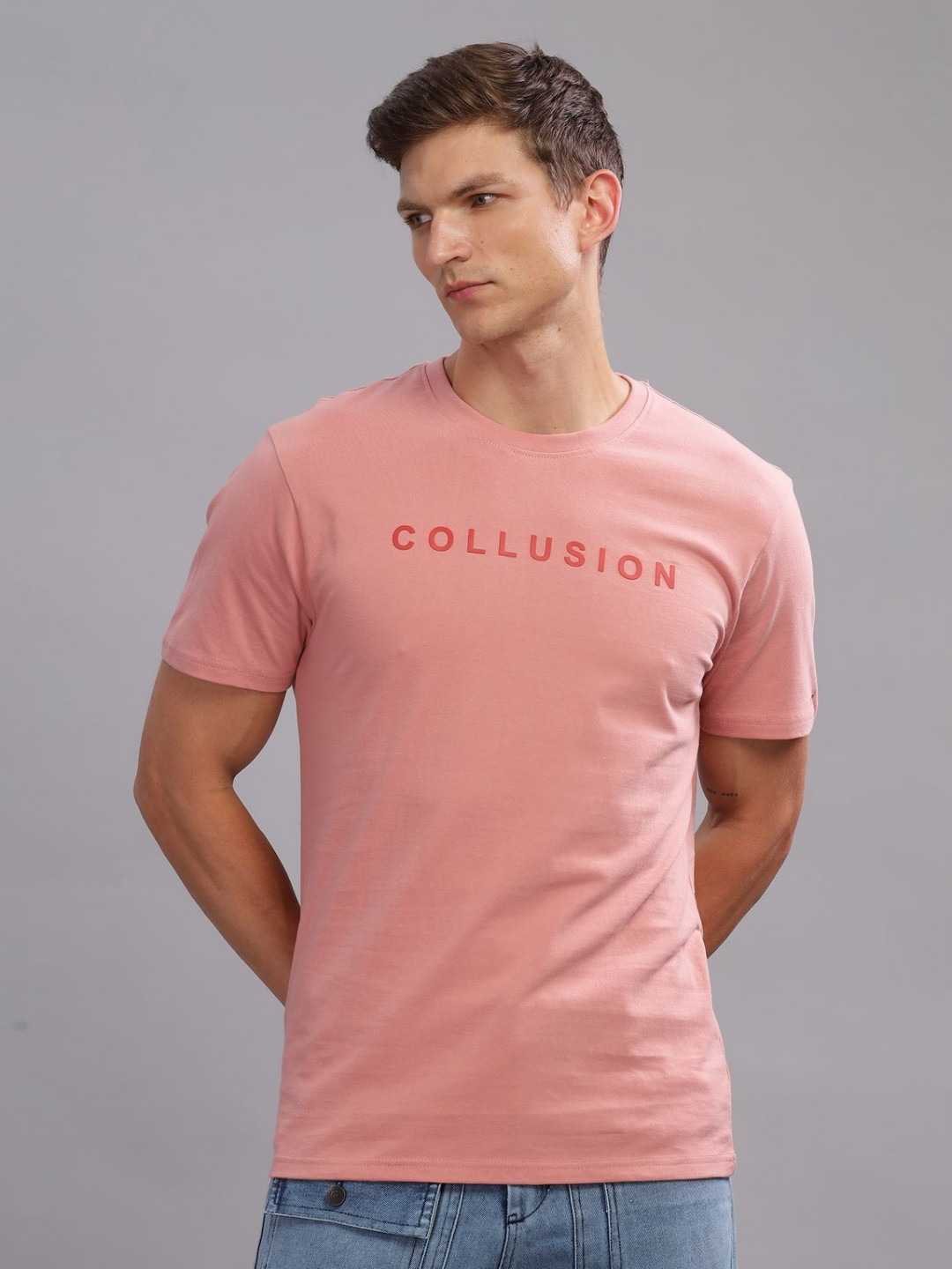 THREE DAYS Collusion Men Geometric Printed Cotton T-shirt