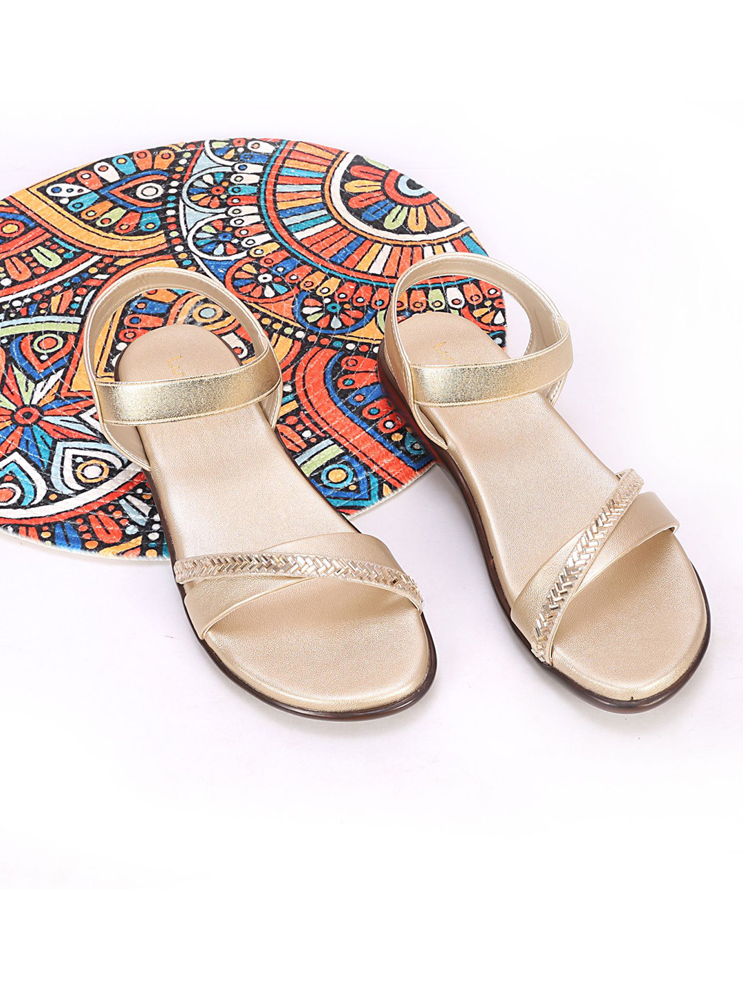 Luvfeet Women Metallic Comfortable Open Toe Flats