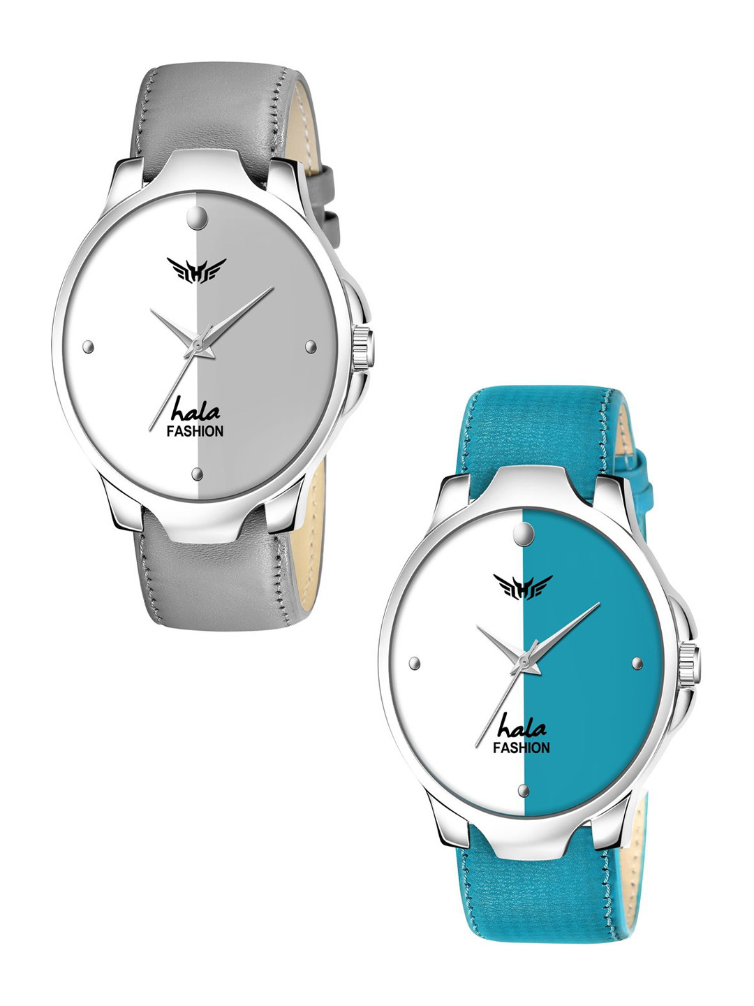Hala Men Pack of 2 Printed Round Tang Regular Analogue Watches-1048