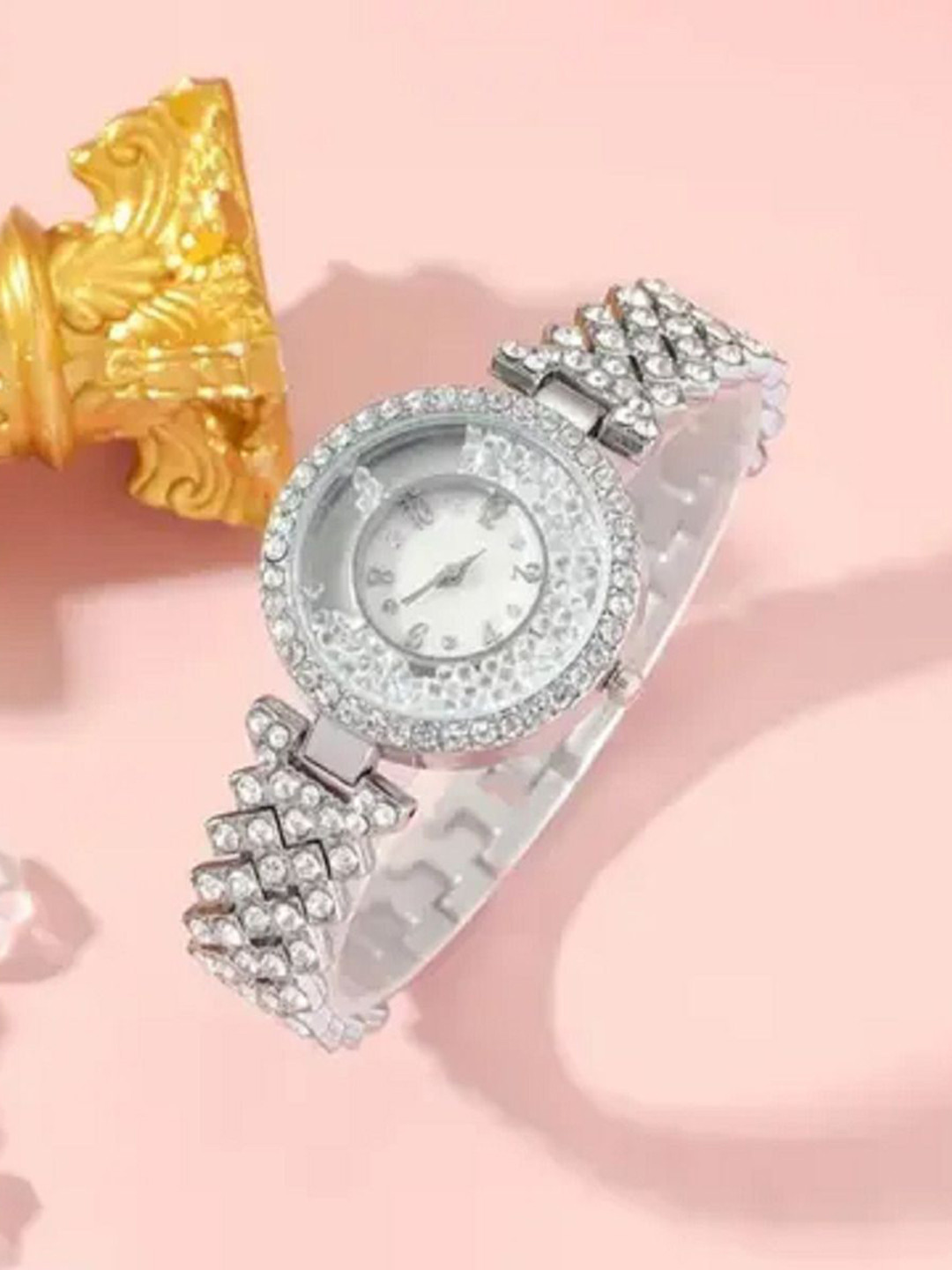 SELLORIA Stainless Steel Analogue Watches Diamond Studded Watch for women