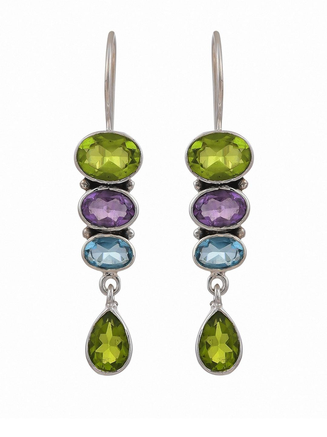 Silver Planets Classic Drop Earrings