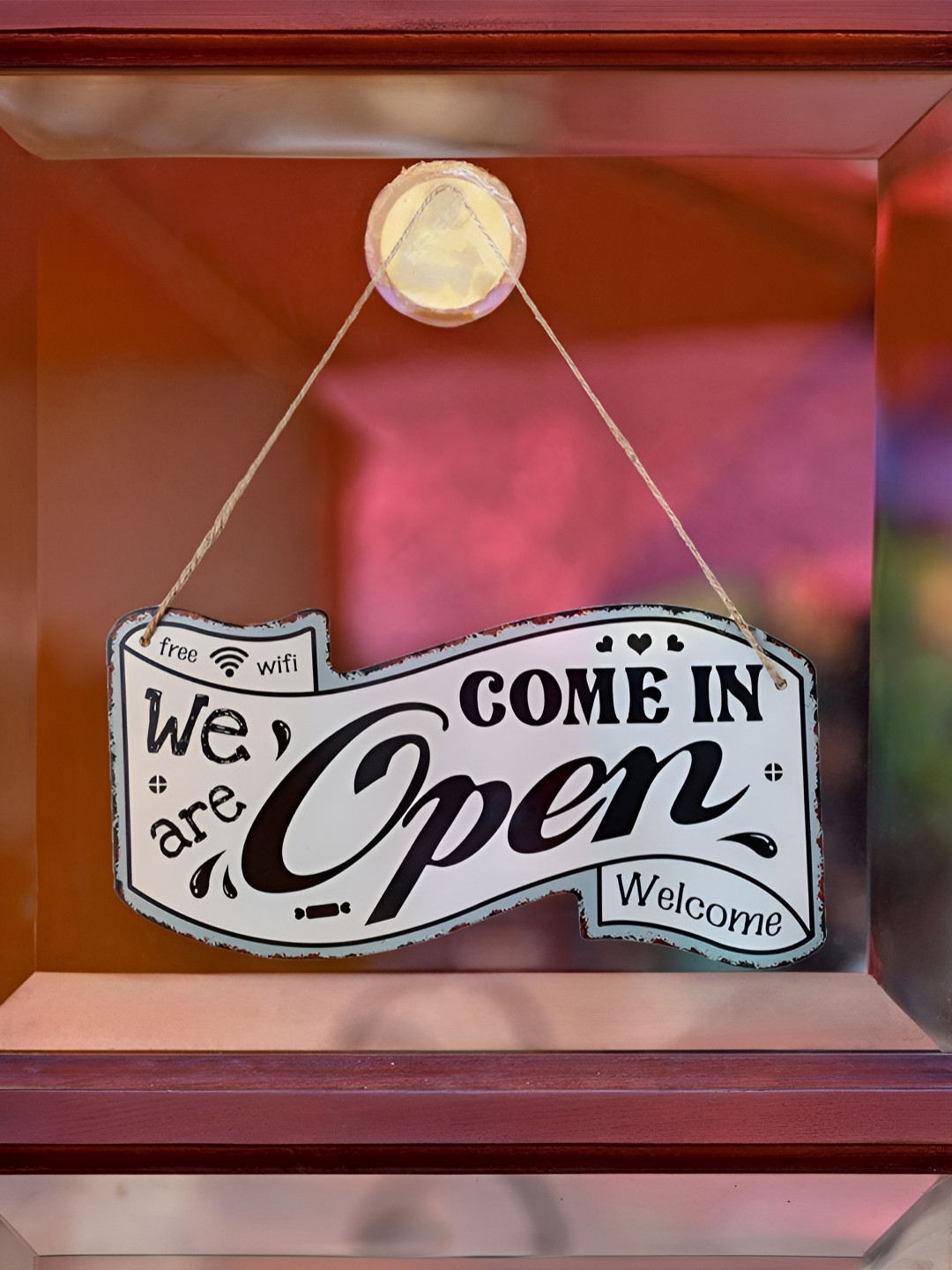 eazy wagon Open And Close White Metal Rusty Hanging Hall 2Pcs Signs and Plaques-5.9In