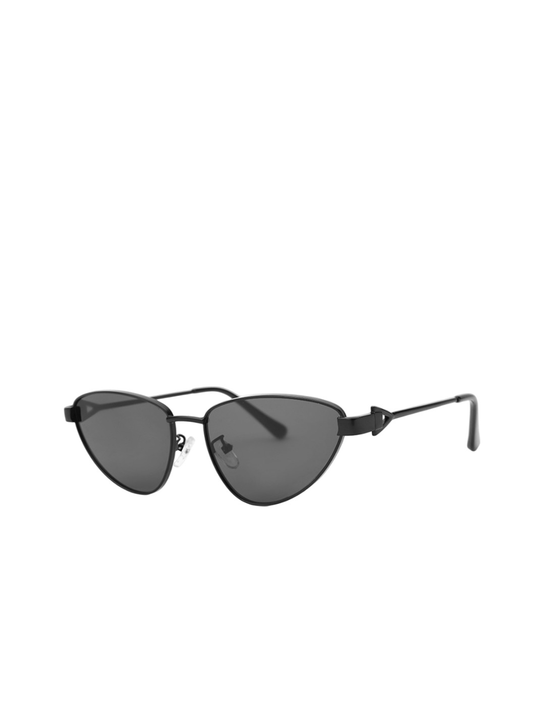 TAMZY Unisex Black Lens & Black Oval Sunglasses with
