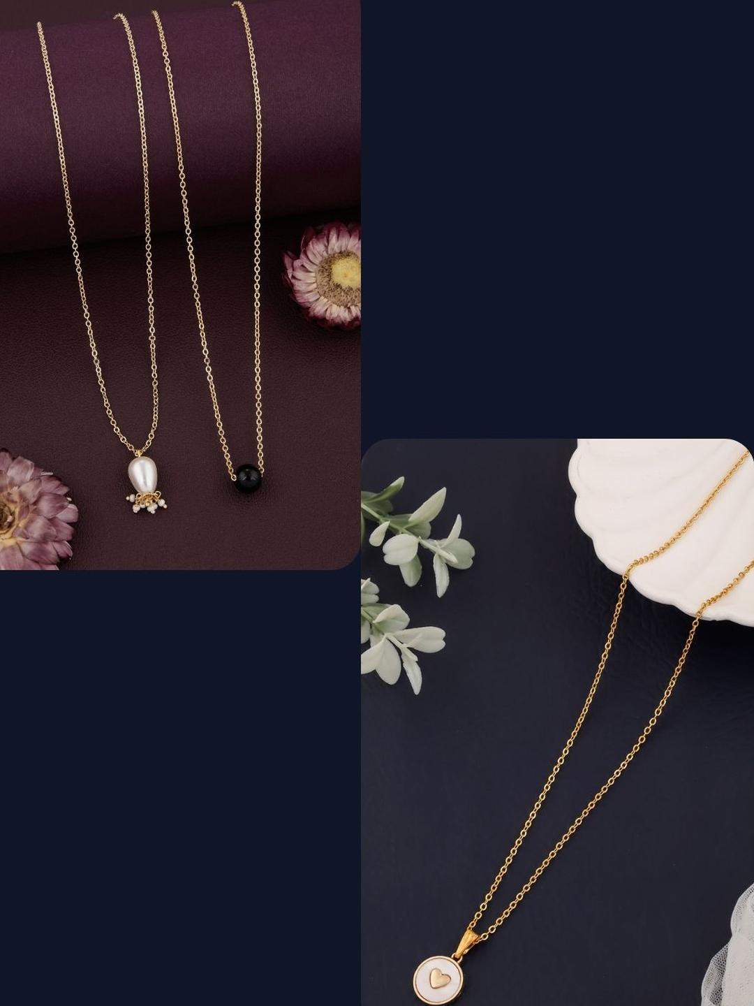 DressBerry Pack of 3 Gold-Plated Chain with Pendants