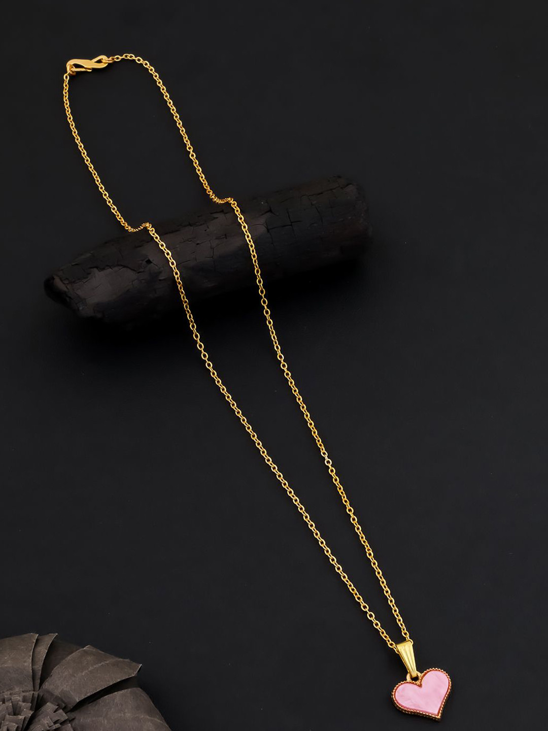 DressBerry Set Of 2 Gold-Plated Heart & Round Shaped Pendants With Chains