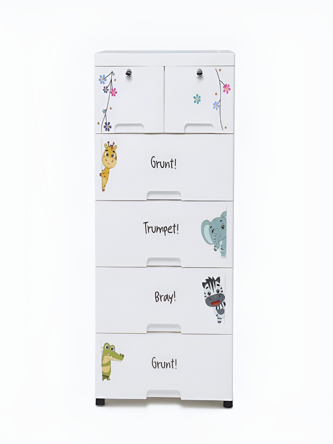 The Tickle Toe Kids White Printed Durable & Eco-Friendly 6-Drawer Storage Chest