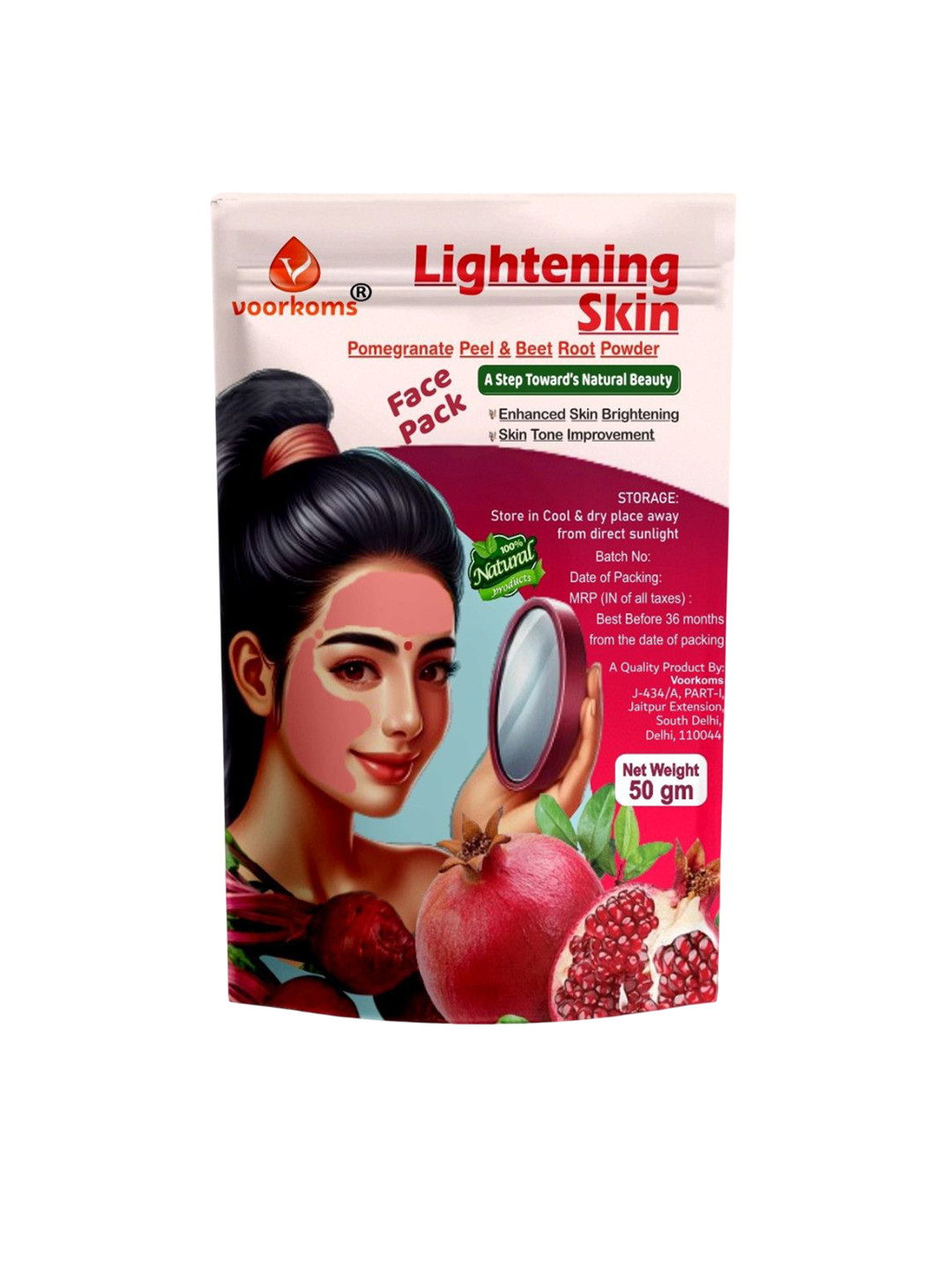 VOORKOMS Pomegranate Peel & Beet Root Powder Face Pack - 50 g