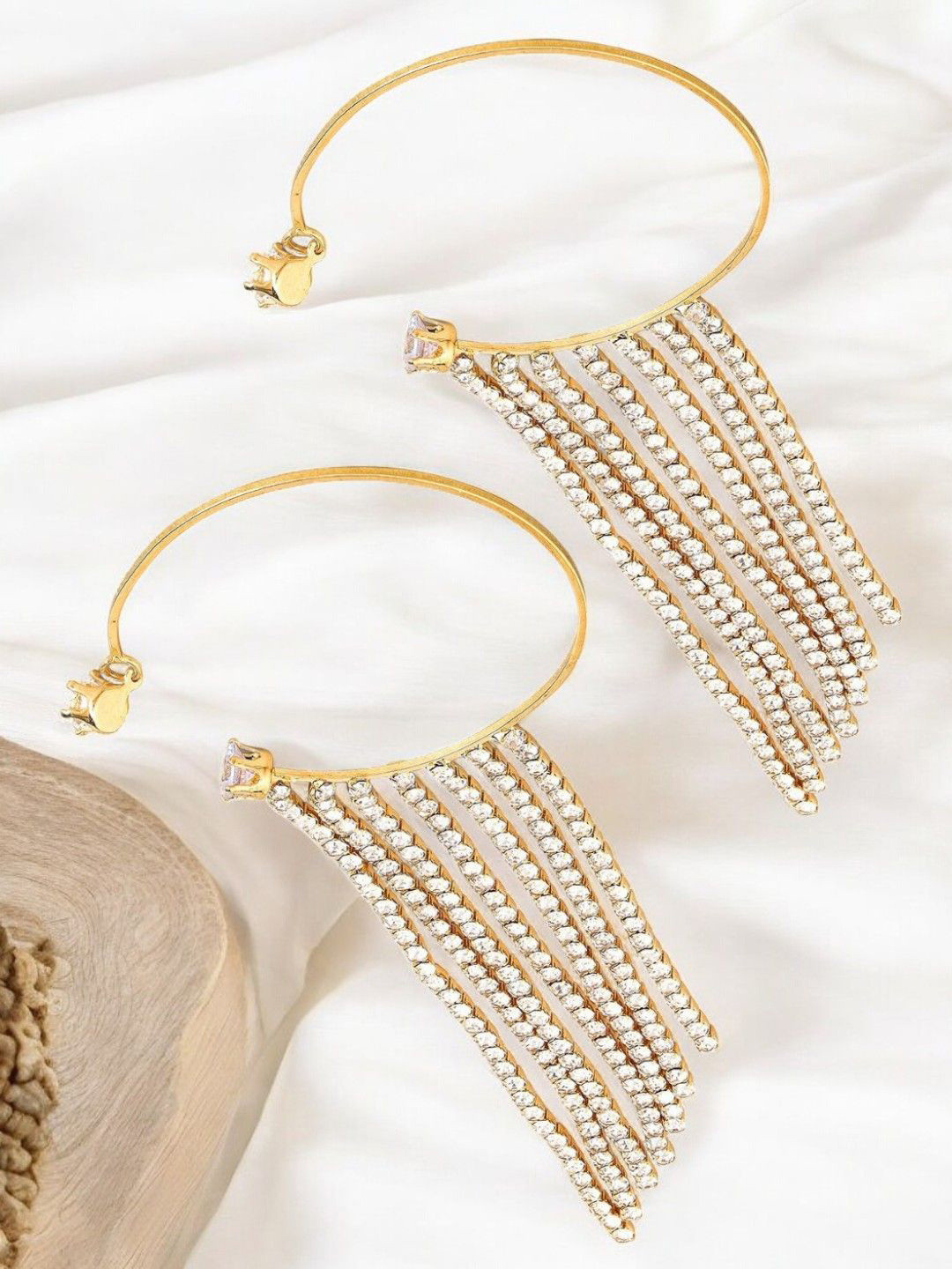 fabula Crystals Studded Chandelier Ear Cuff Earrings