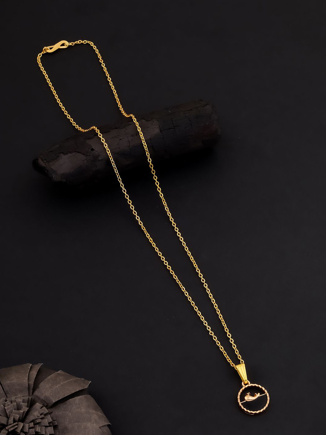 DressBerry Women Set Of 2 Gold-Plated Rhinestone Dolphin In Ocean Pendant With Chain