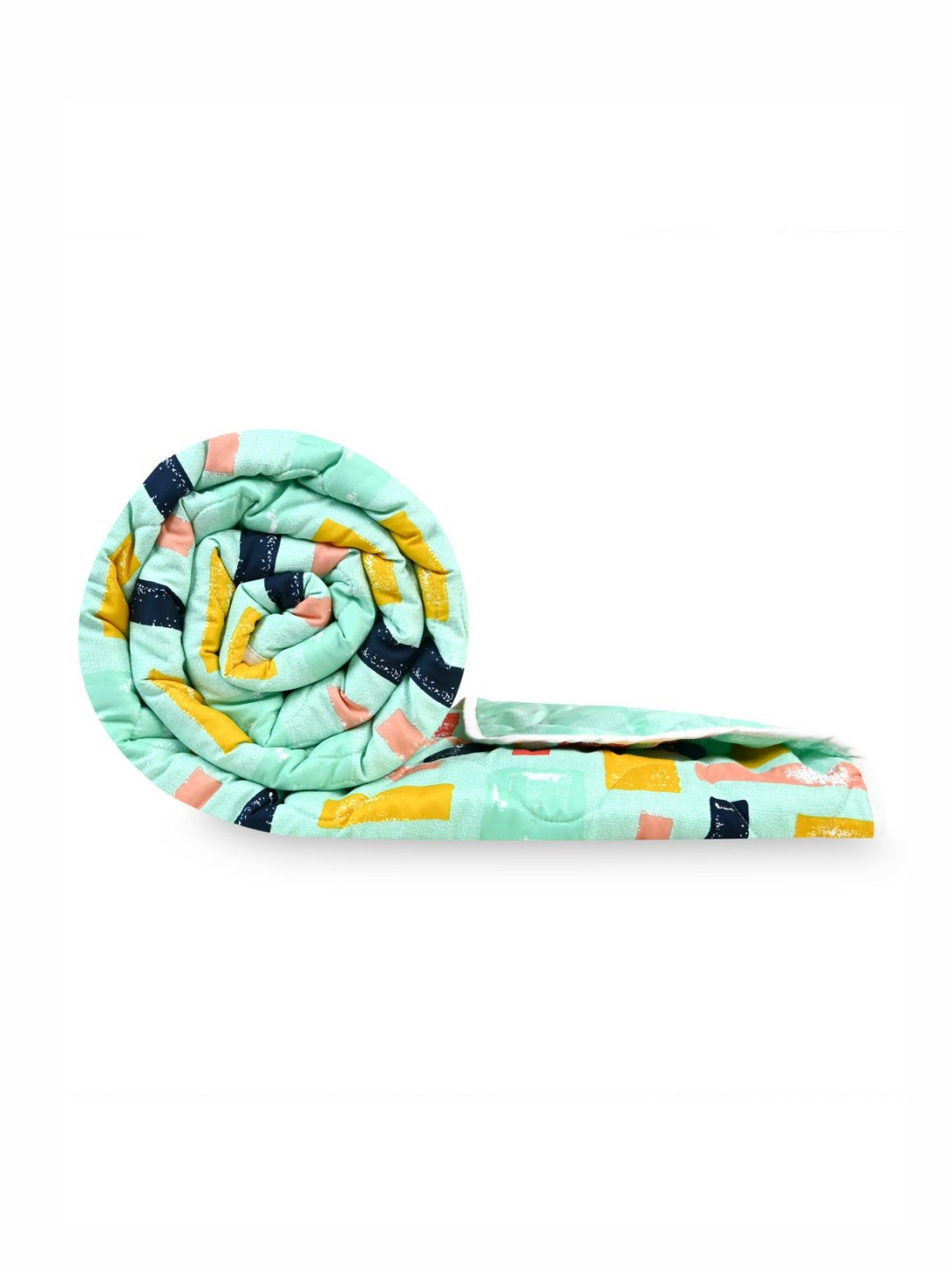 Divine Casa Teal & Yellow Geometric Microfiber AC Room 120 GSM Single Bed Comforter