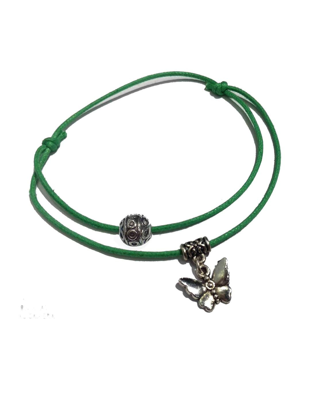 gurjari jewellers Women Green Cotton Thread Oxidised Artificial Beads  Ethnic Anklet