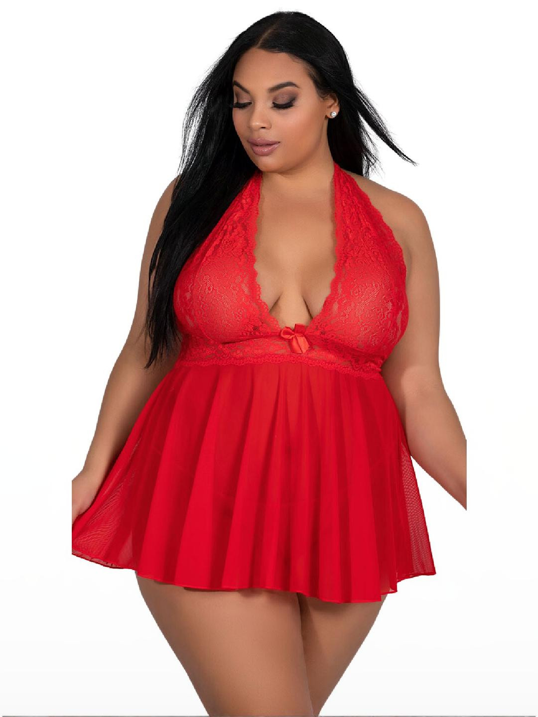 ZERJAMA Women Plus Size Floral Lace Lingerie with Briefs