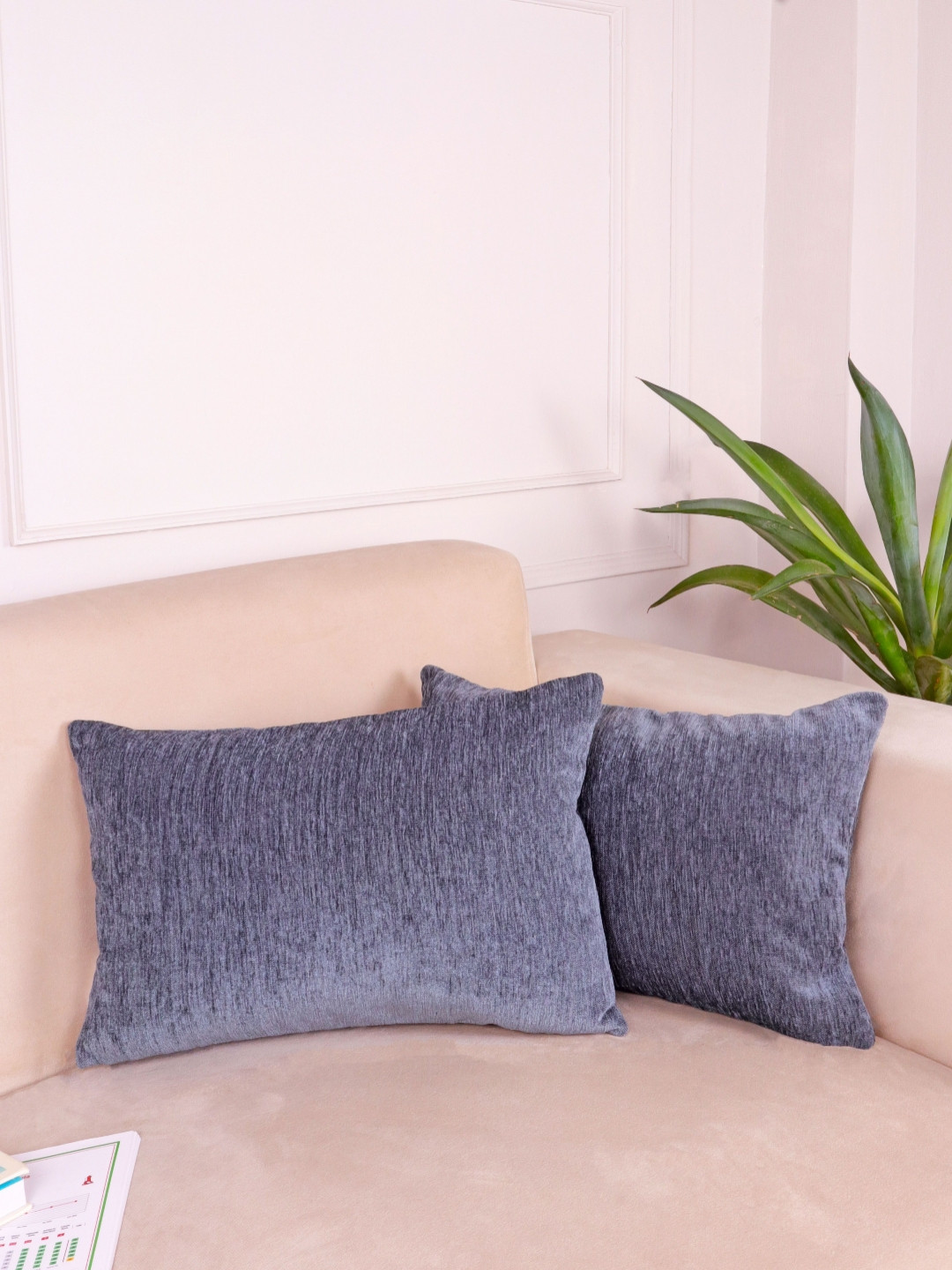 STITCHNEST Set of 2 Grey Velvet Cushion Cover