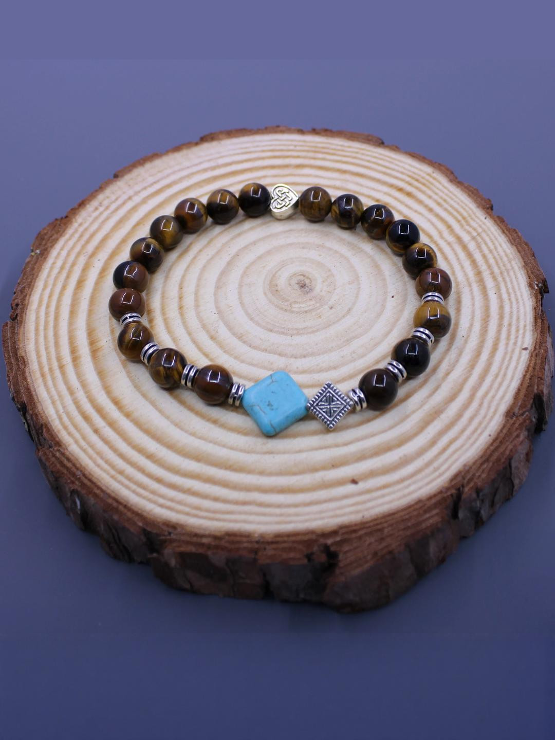 gurjari jewellers Tiger's Eye Beads Handcrafted Bracelet